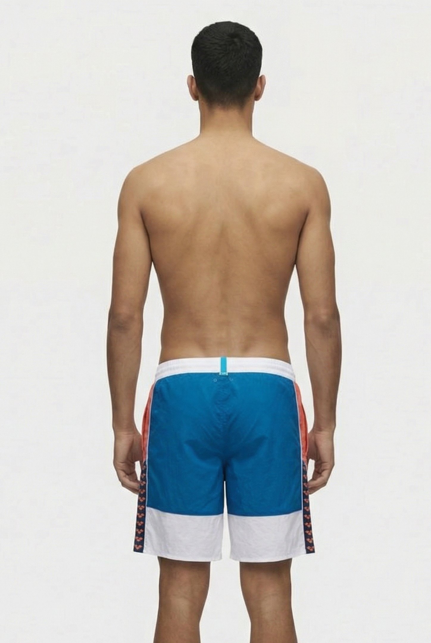 MEN'S ARENA TEAM STRIPE BERMUDA PANEL WHITE-CALYPSO CORAL-BL 2