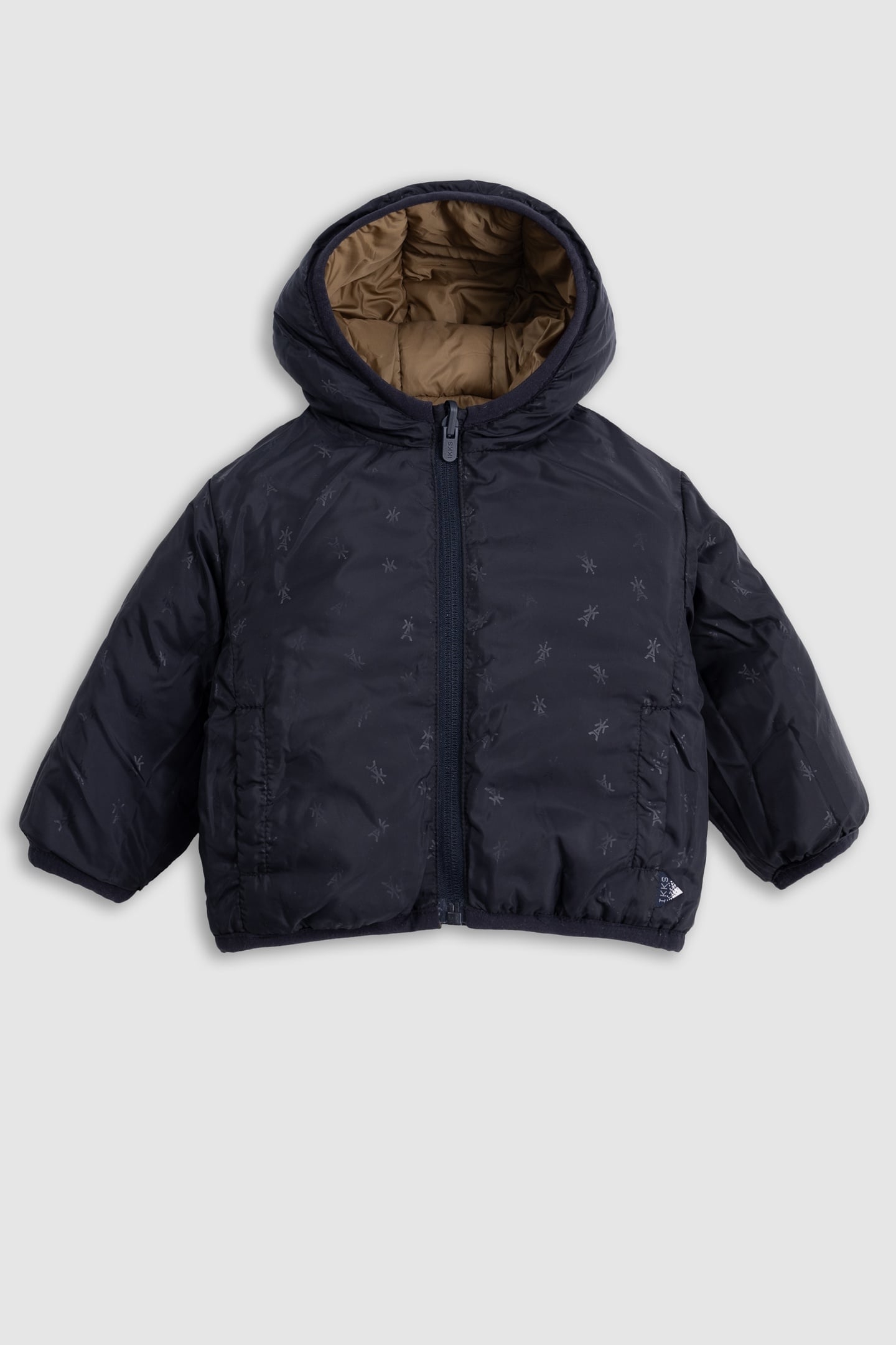 BABY BOY REVERSIBLE CAMEL AND NAVY DOWN JACKET 3