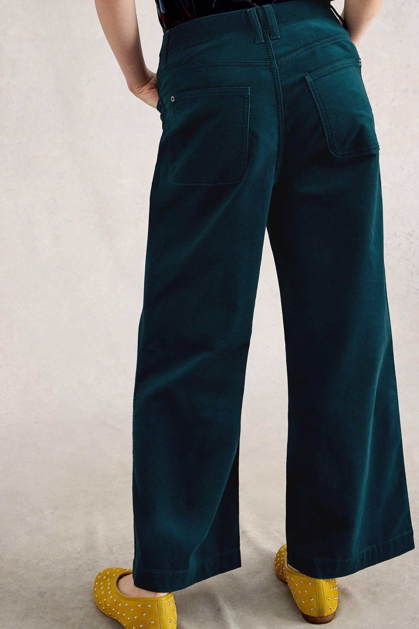 TIA VELVET WIDE LEG CROP DARK TEAL 3