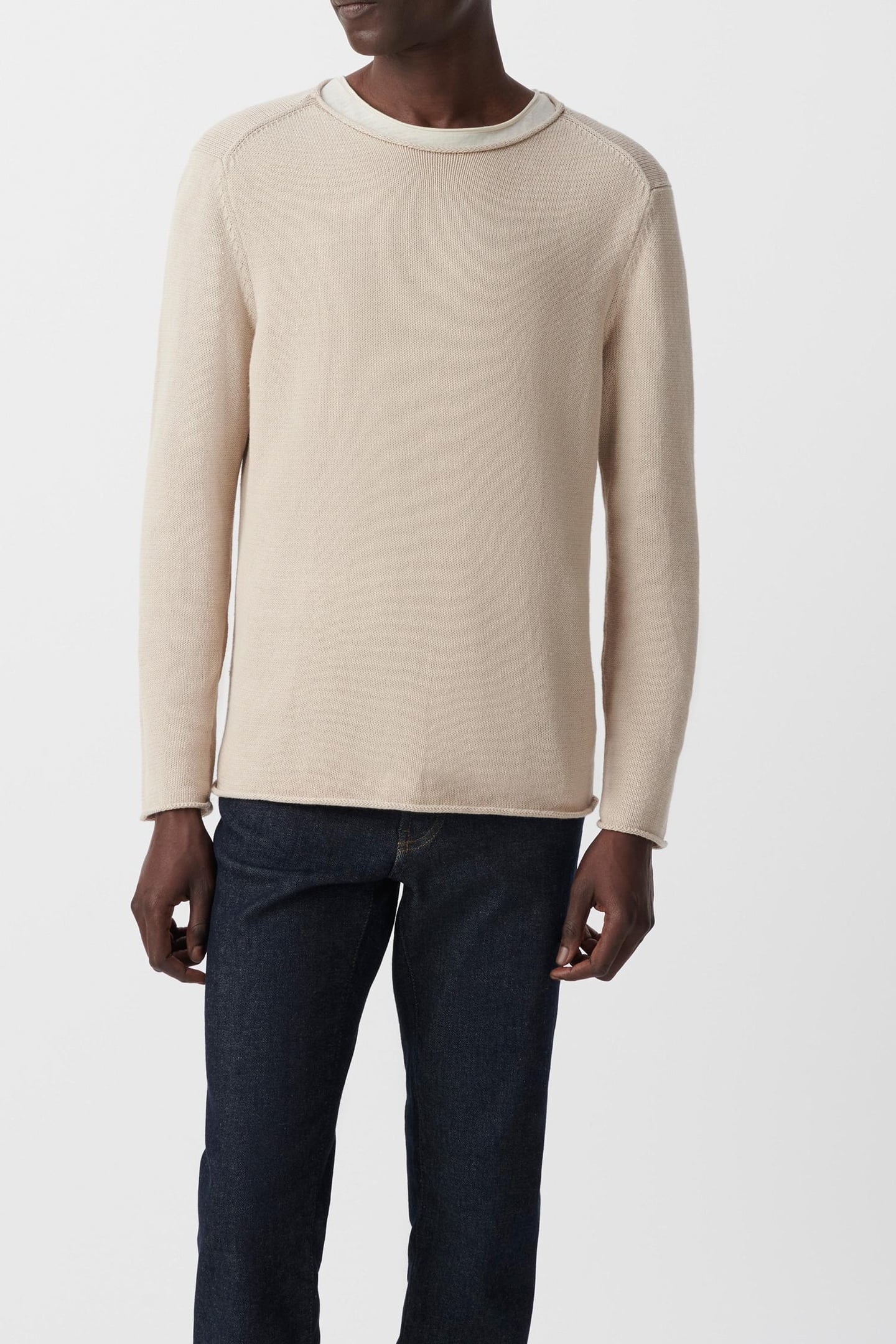 FLAX KNIT SWEATER WITH ROLLED EDGES 2