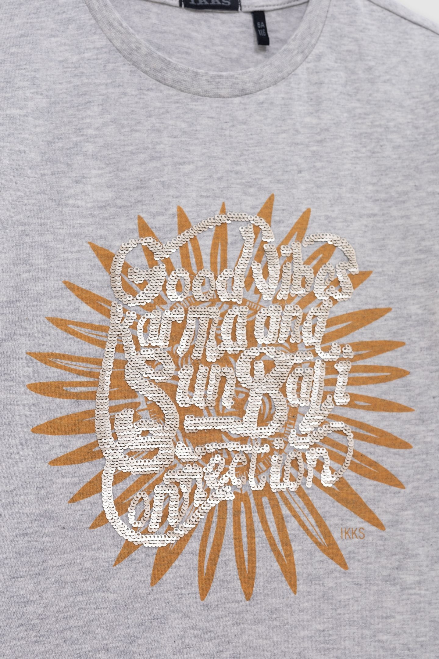 GREY ORGANIC COTTON PRINT AND SEQUIN T-SHIRT 3