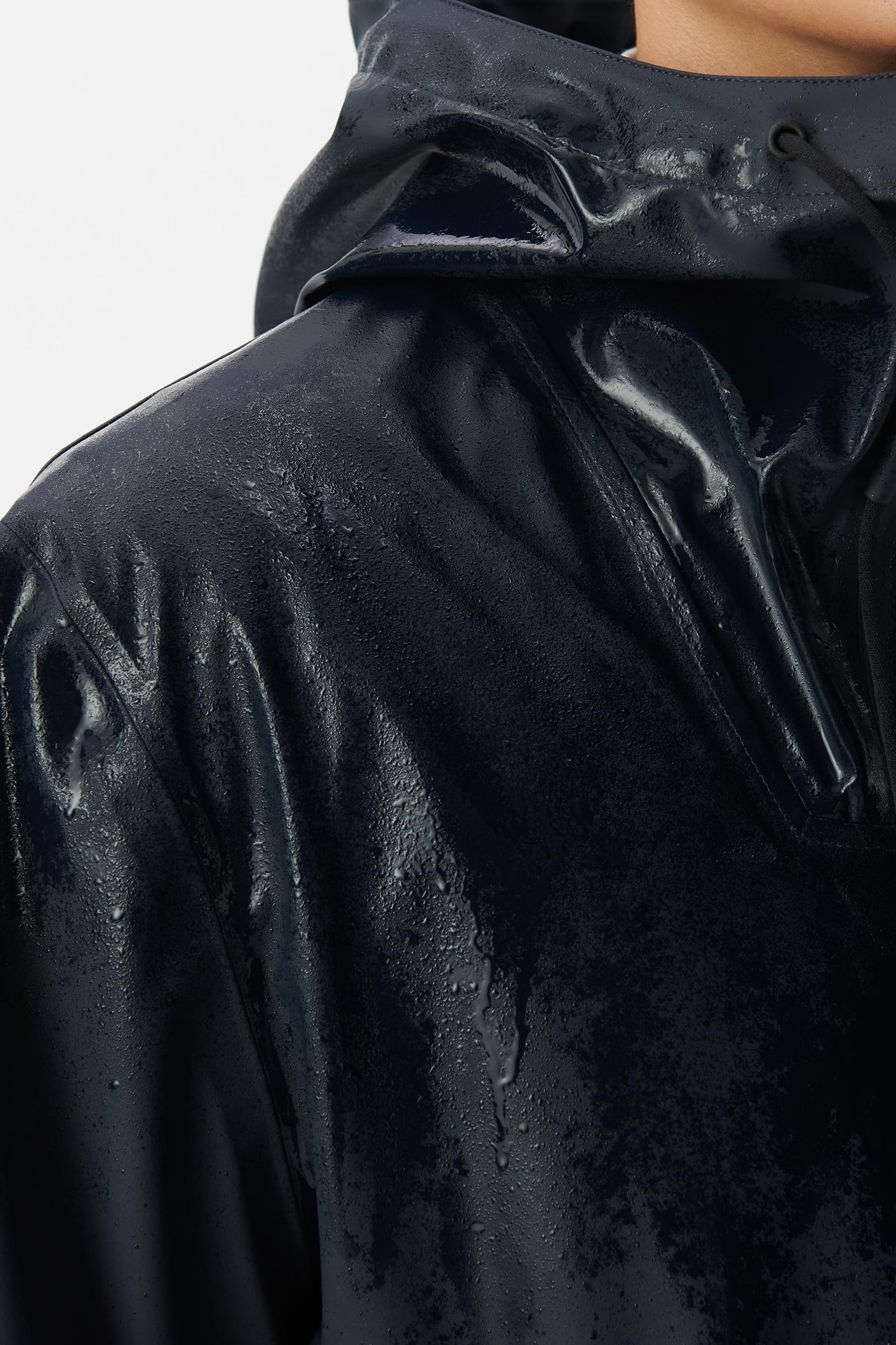 NAVY RUBBER NYLON HOODED PARKA 6