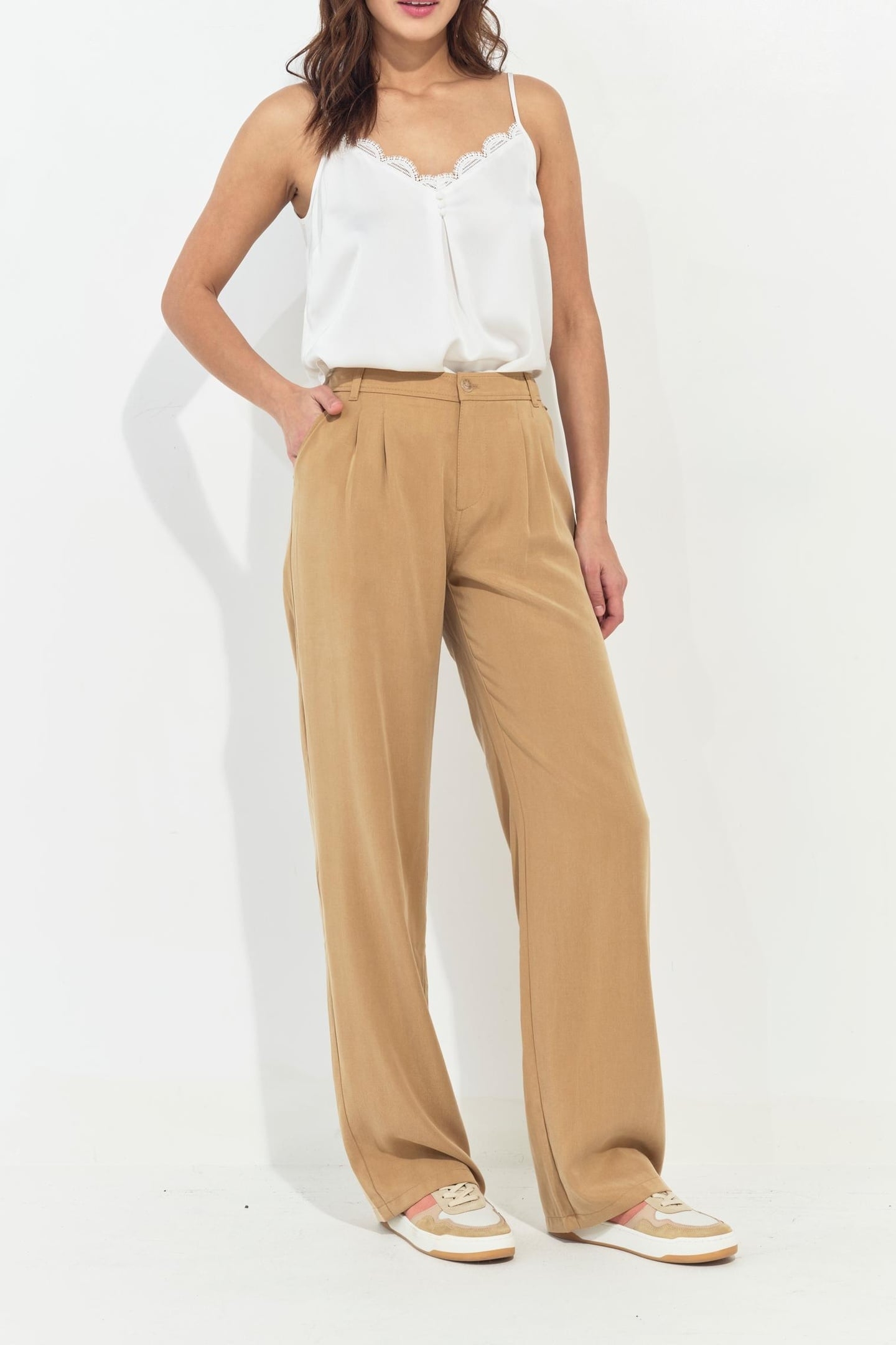 PALMA - WIDE BEIGE SUIT TROUSERS 1