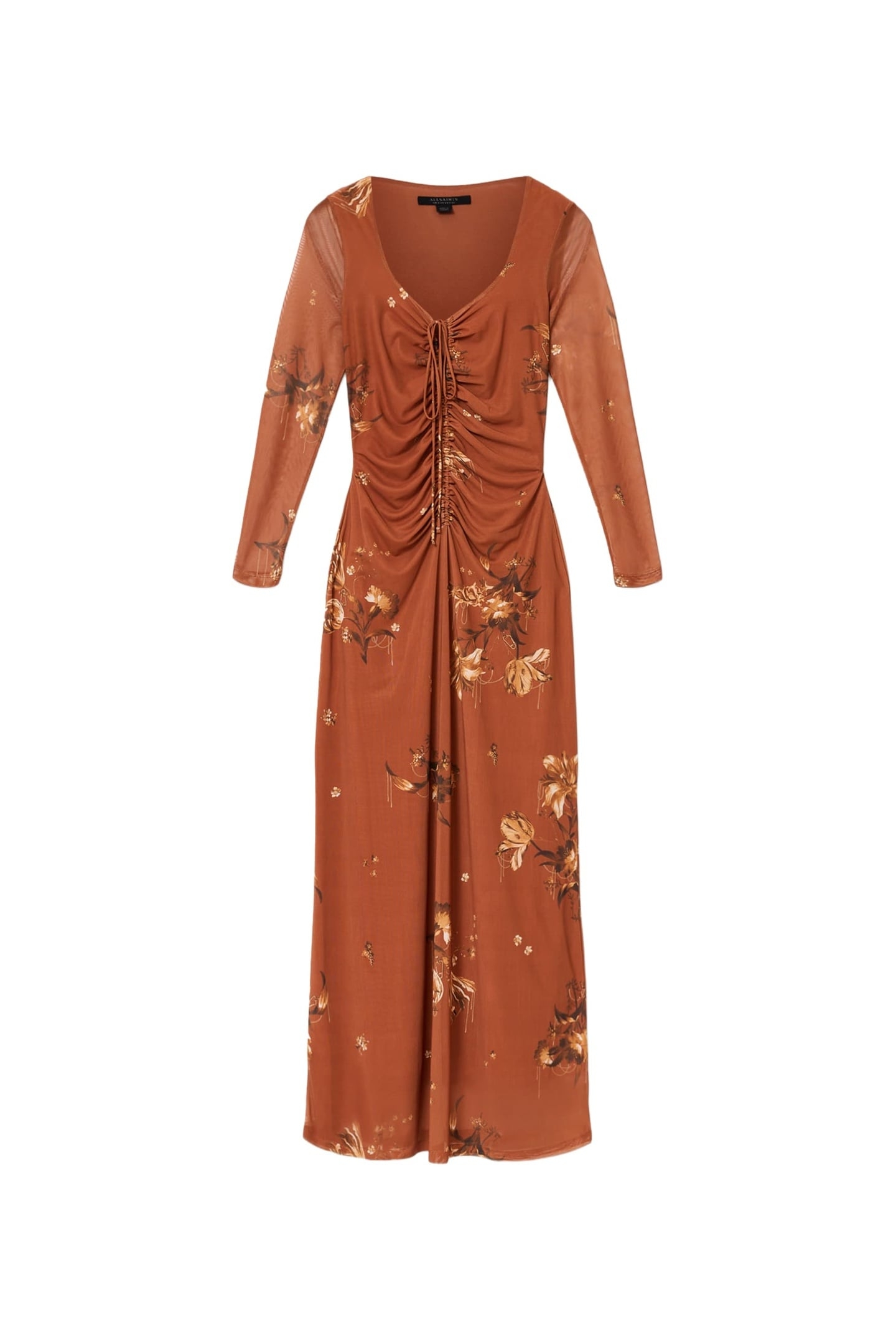 GABBY LS MESH DRESS ANIA RUST BROWN 5