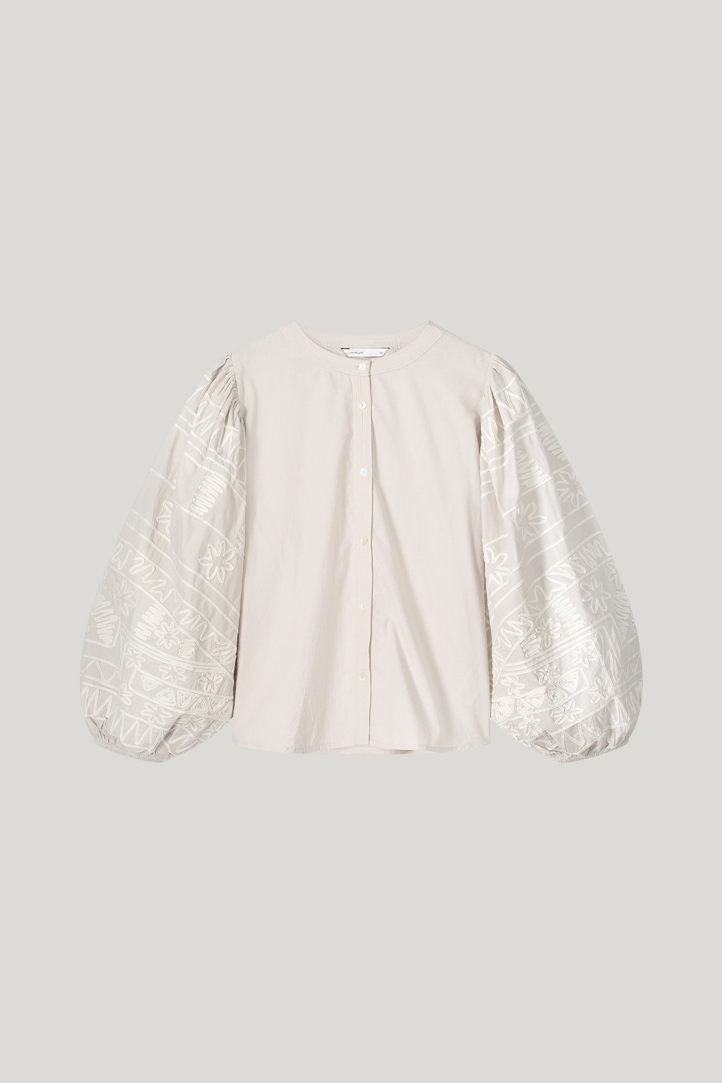 LONGSLEEVE BLOUSE TAPE EMBROIDERY PEBBLE BEIGE 4