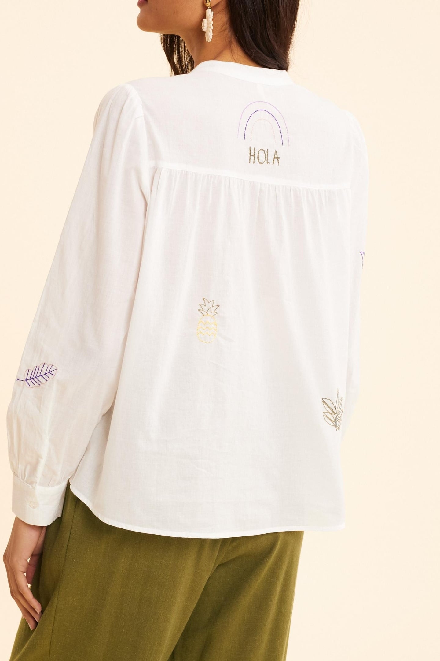 WHITE SHIRT WITH COLORED EMBROIDERY OFF-WHITE 5