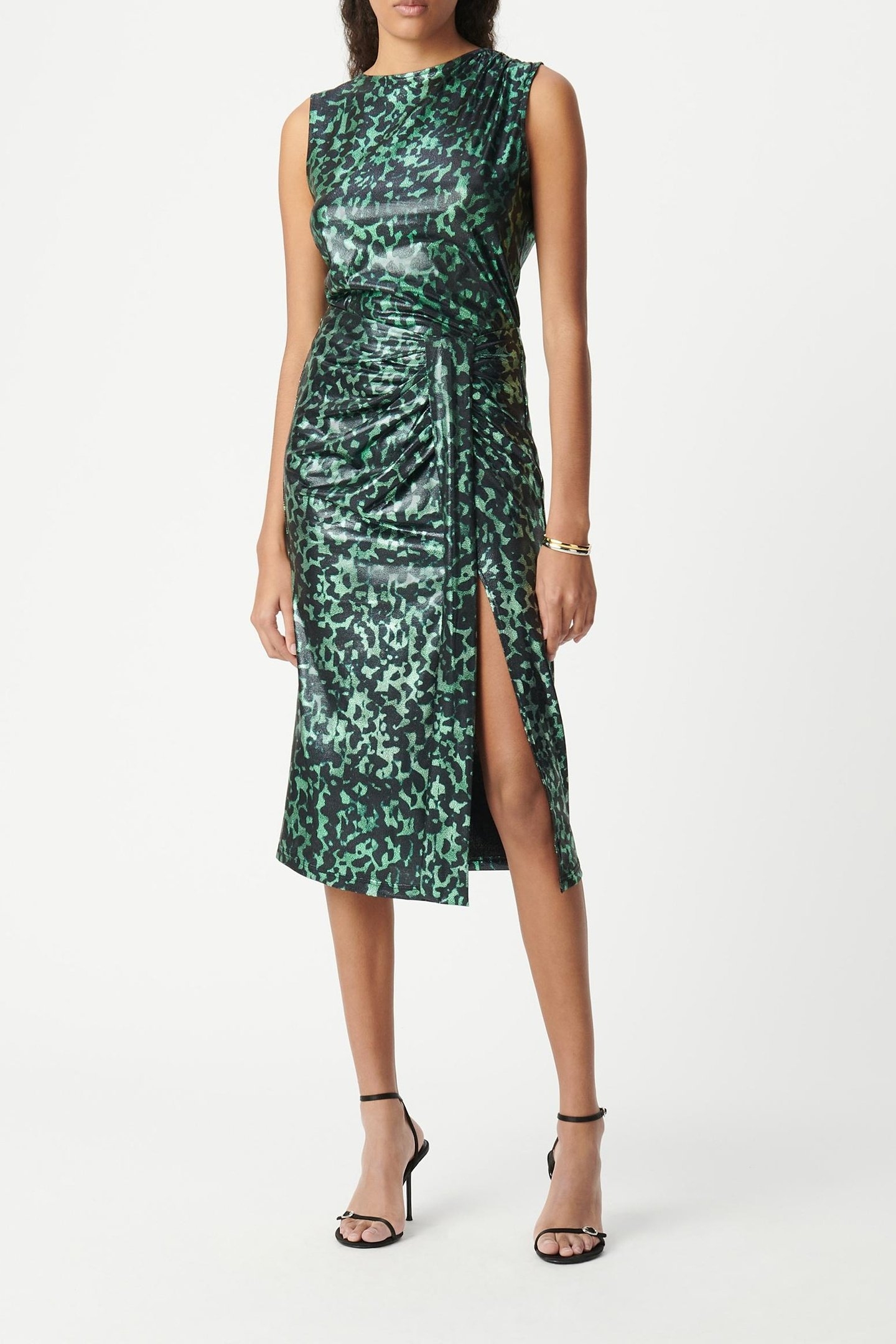 METALLIC CAMOUFLAGE PRINT GREEN SKIRT 1