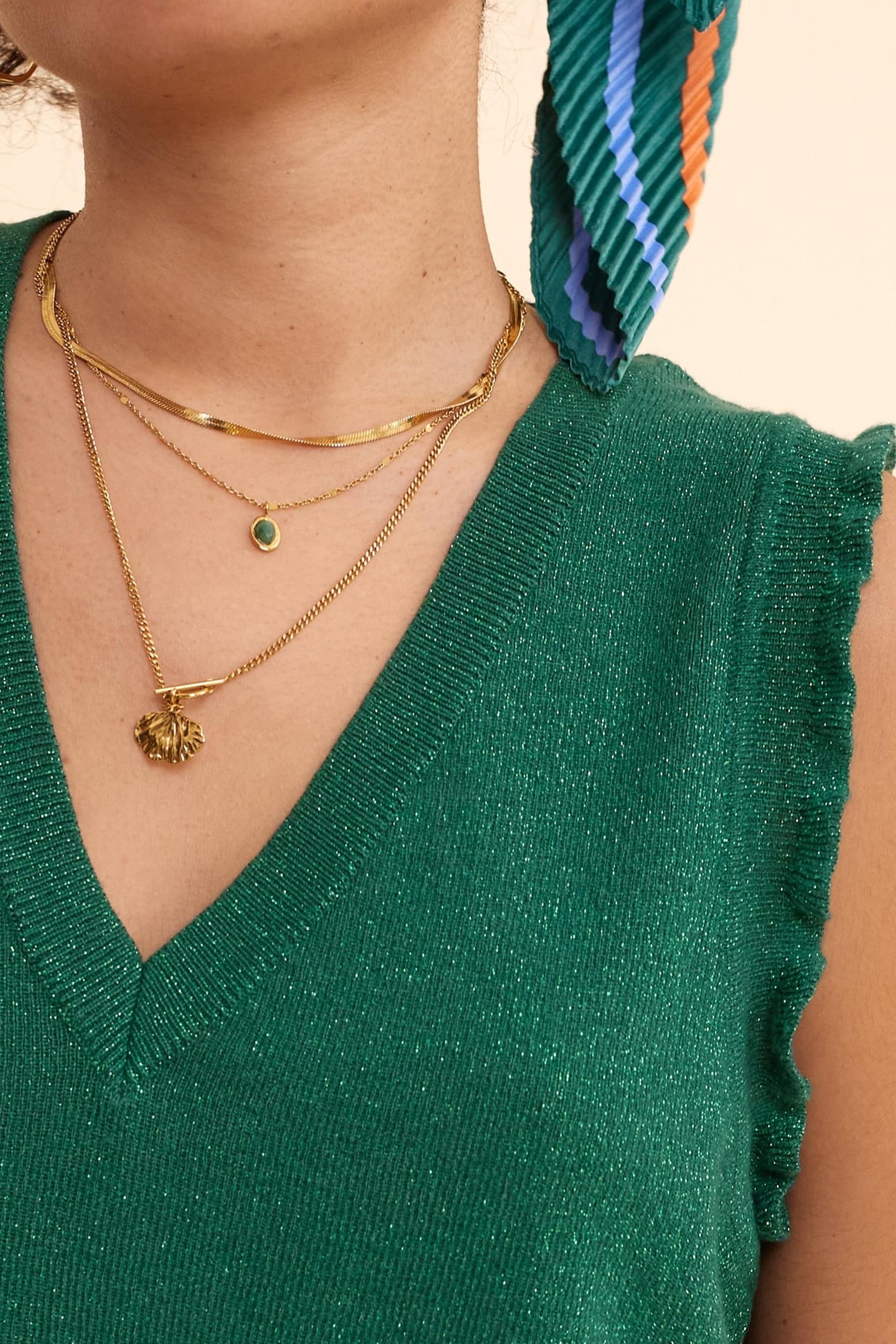 GREEN SLEEVELESS LUREX KNIT SWEATER GREEN 6