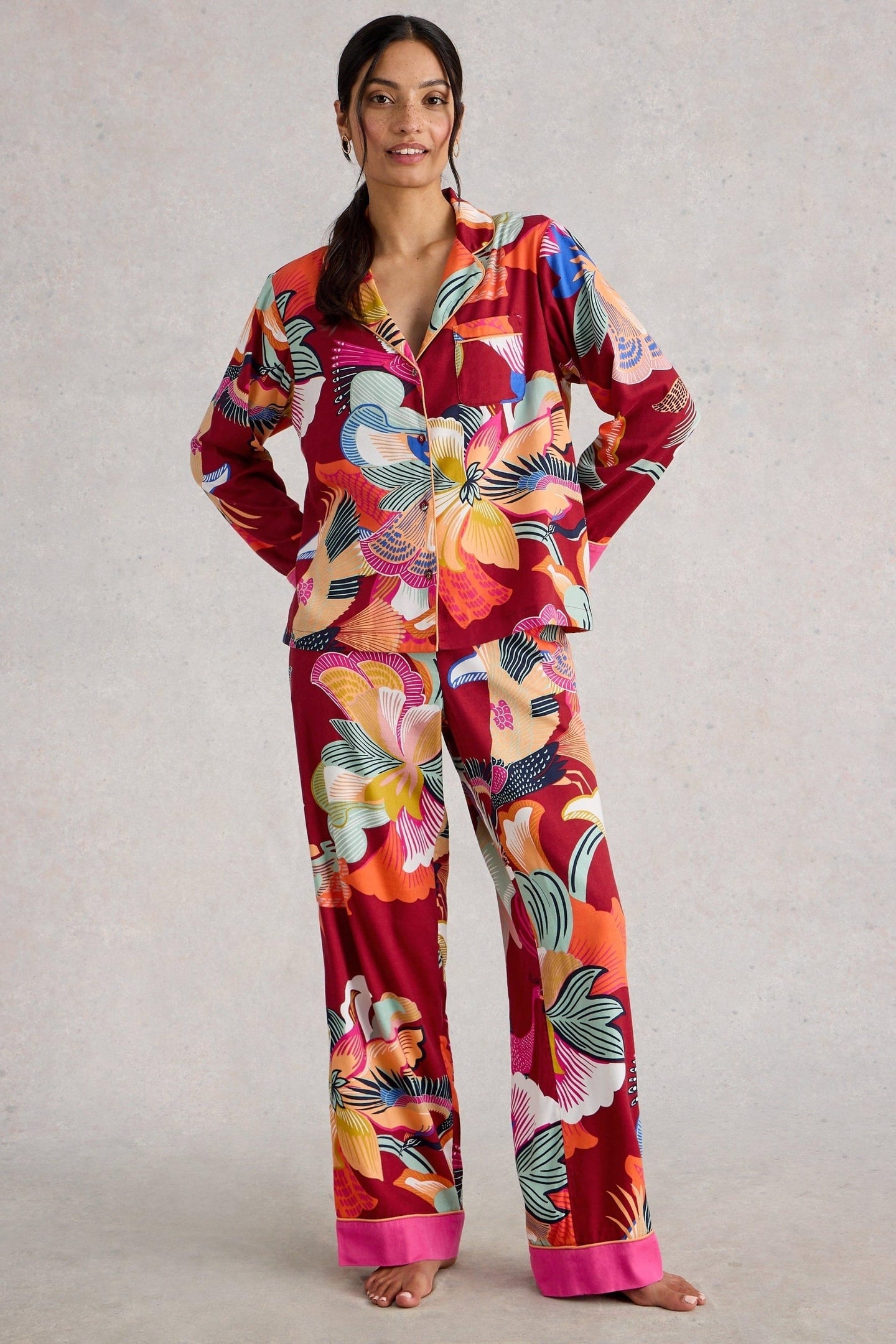 NINA ORGANIC PJ SHIRT RED MULTI 1