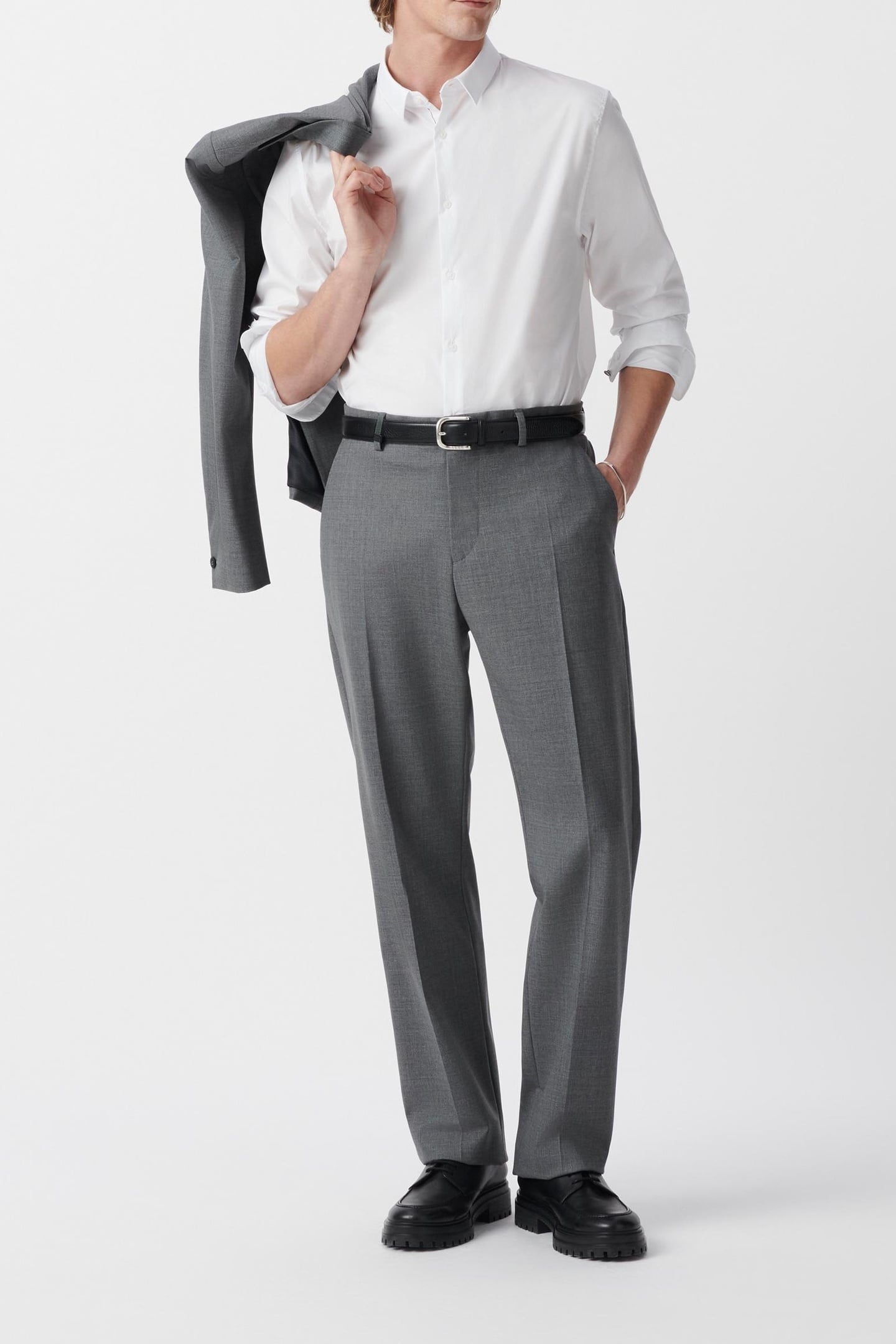 GREY WOOL BLEND SUIT TROUSERS 1