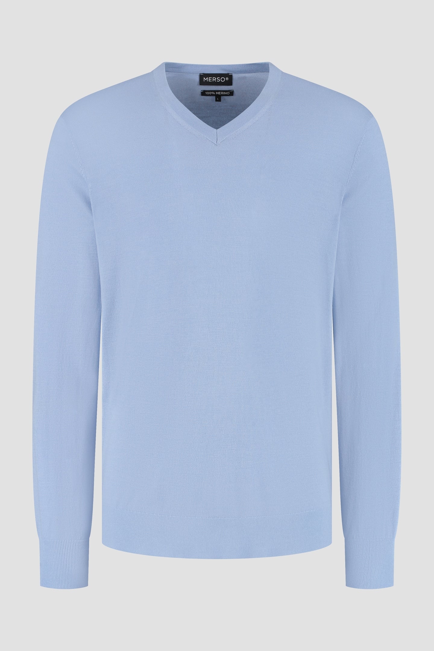 V NECK100% MERINO ALPINE BLUE 4