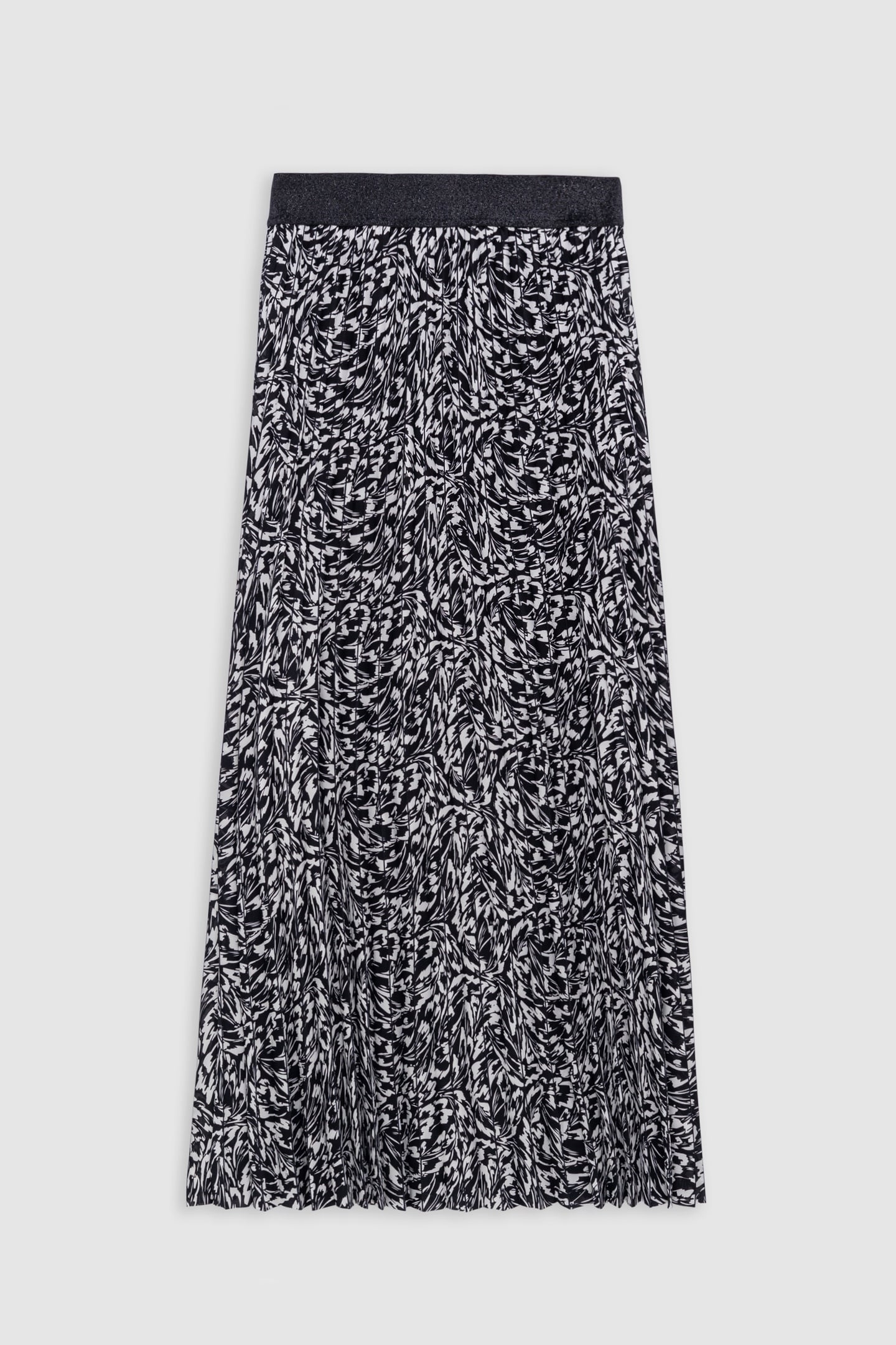 MINIMAL FLOWER PRINT BLACK PLEATED SKIRT 4