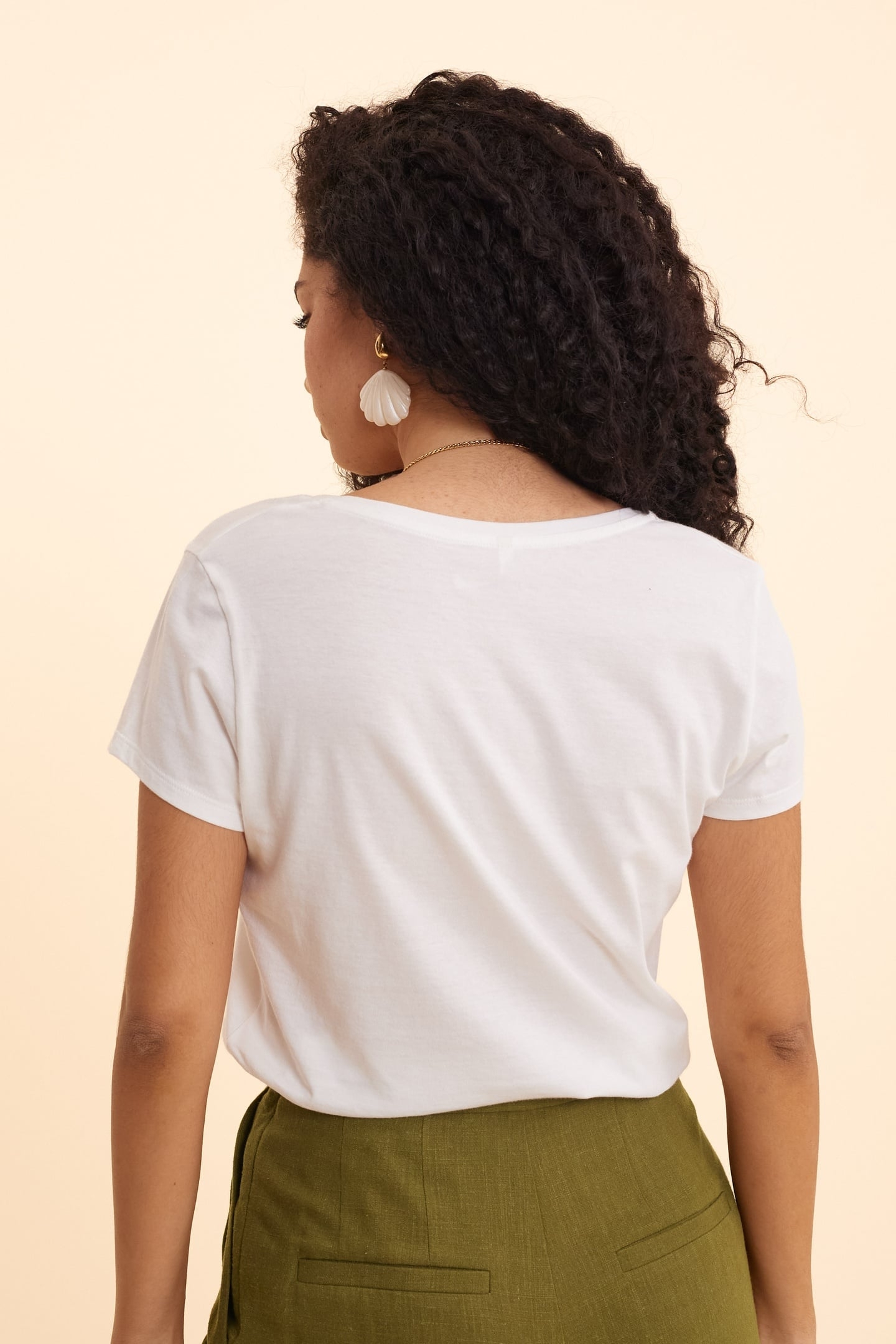 WHITE V-NECK T-SHIRT WITH METALLIC BLUE SLOGAN OFF-WHITE 4