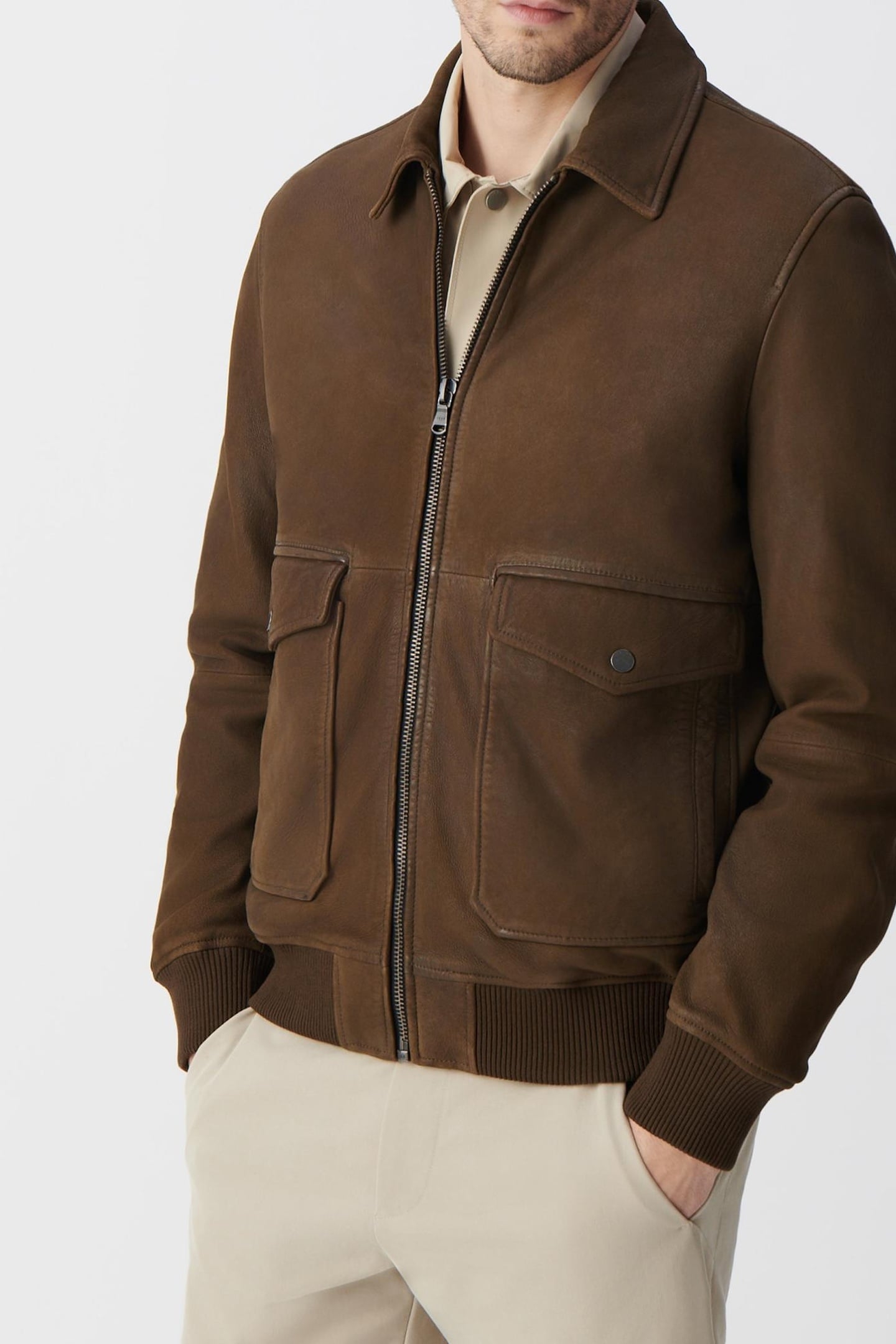 BRONZE LEATHER AVIATOR JACKET 3
