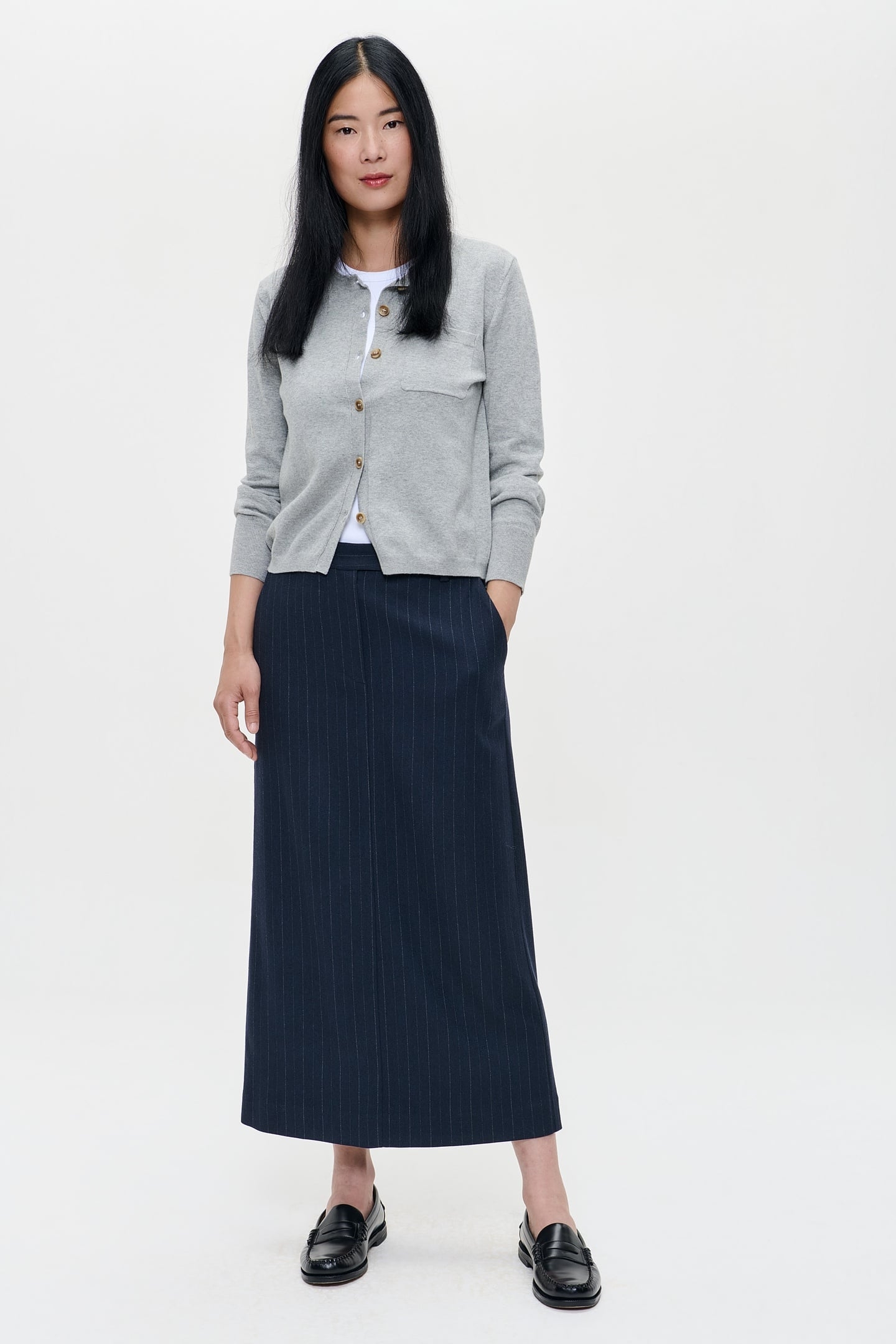 CASHMERE CARDIGAN LIGHT GREY MELANGE 2