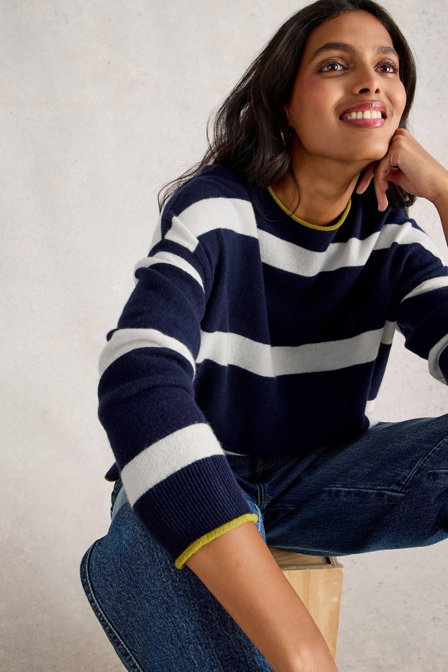 KITTY STRIPE CASHMERE JUMPER NAVY MULTI 5