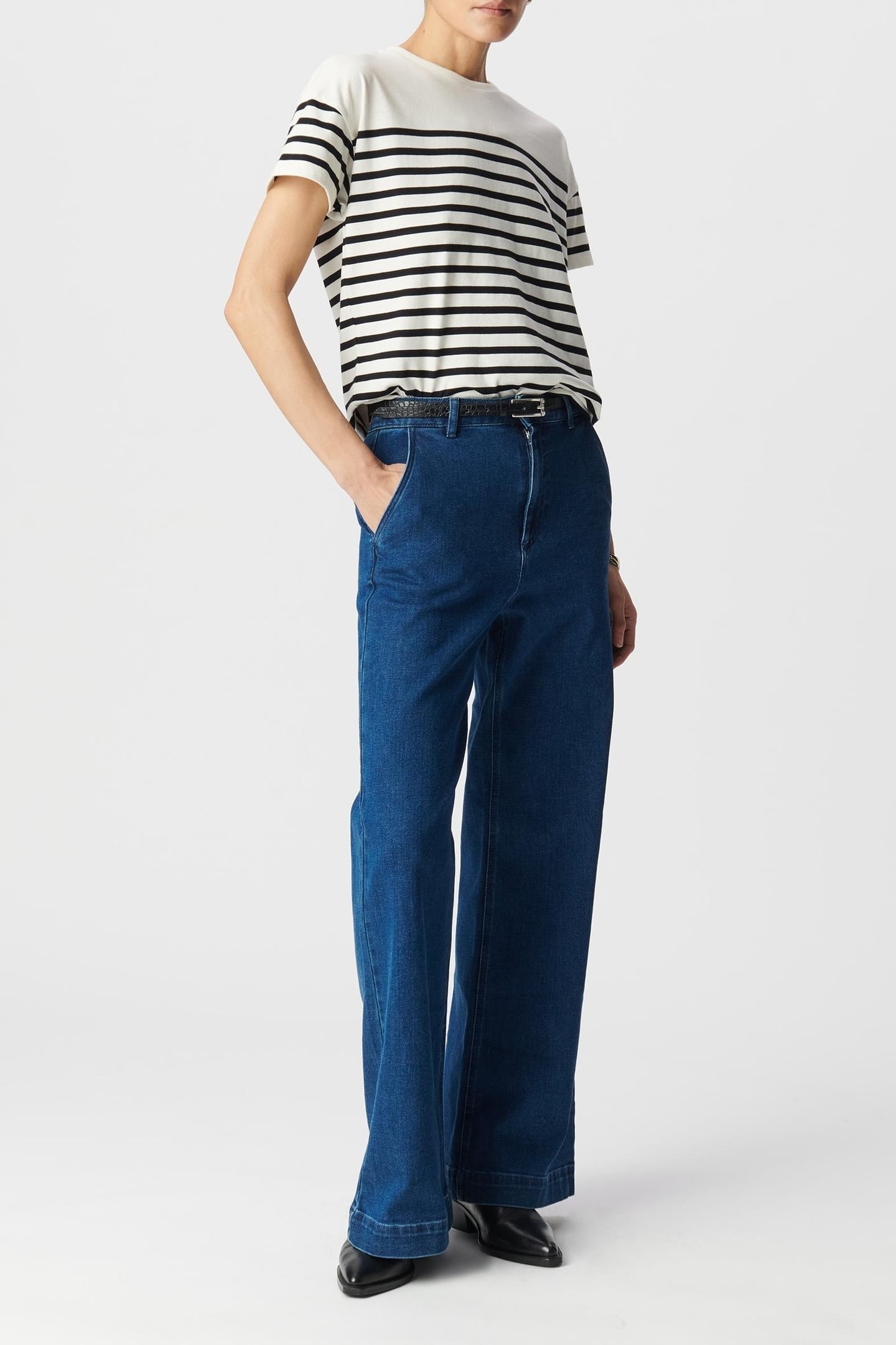 COTTON SAILOR TEE-SHIRT WITH EMBROIDERED ROUND COLLAR 1