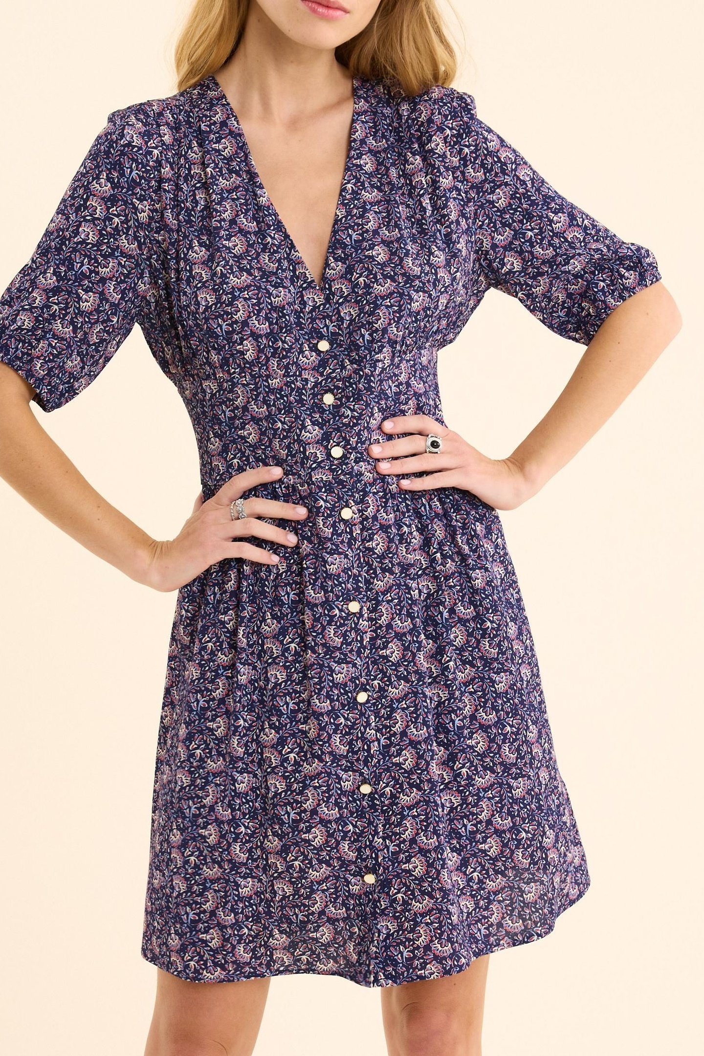 NAVY DRESS WITH ROCK FLORAL PRINT MARINE 1