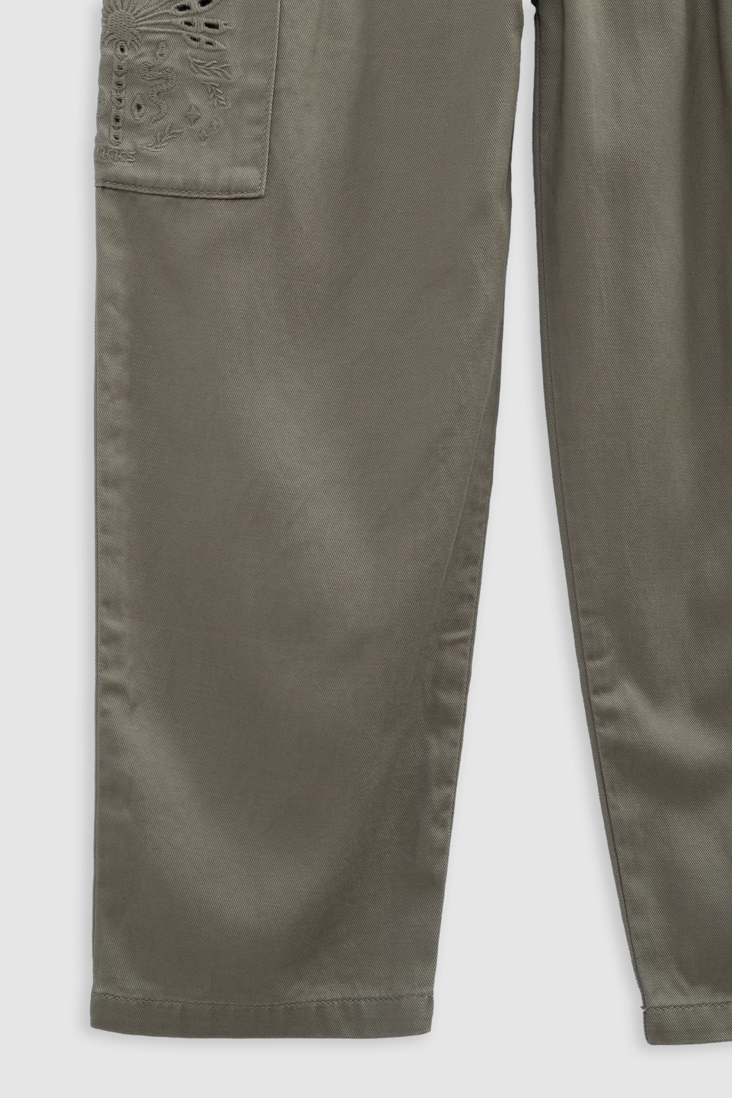 BATTLE KHAKI EMBROIDERED CARGO PANTS 4