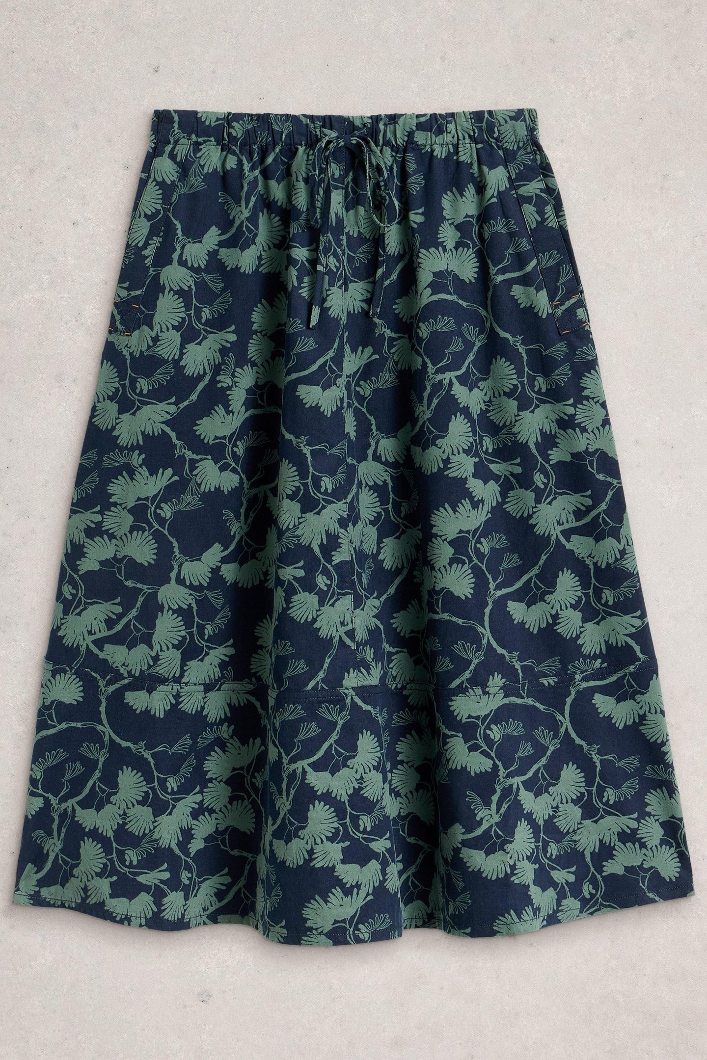 TILLY CORD MIDI SKIRT NAVY PRINT 3