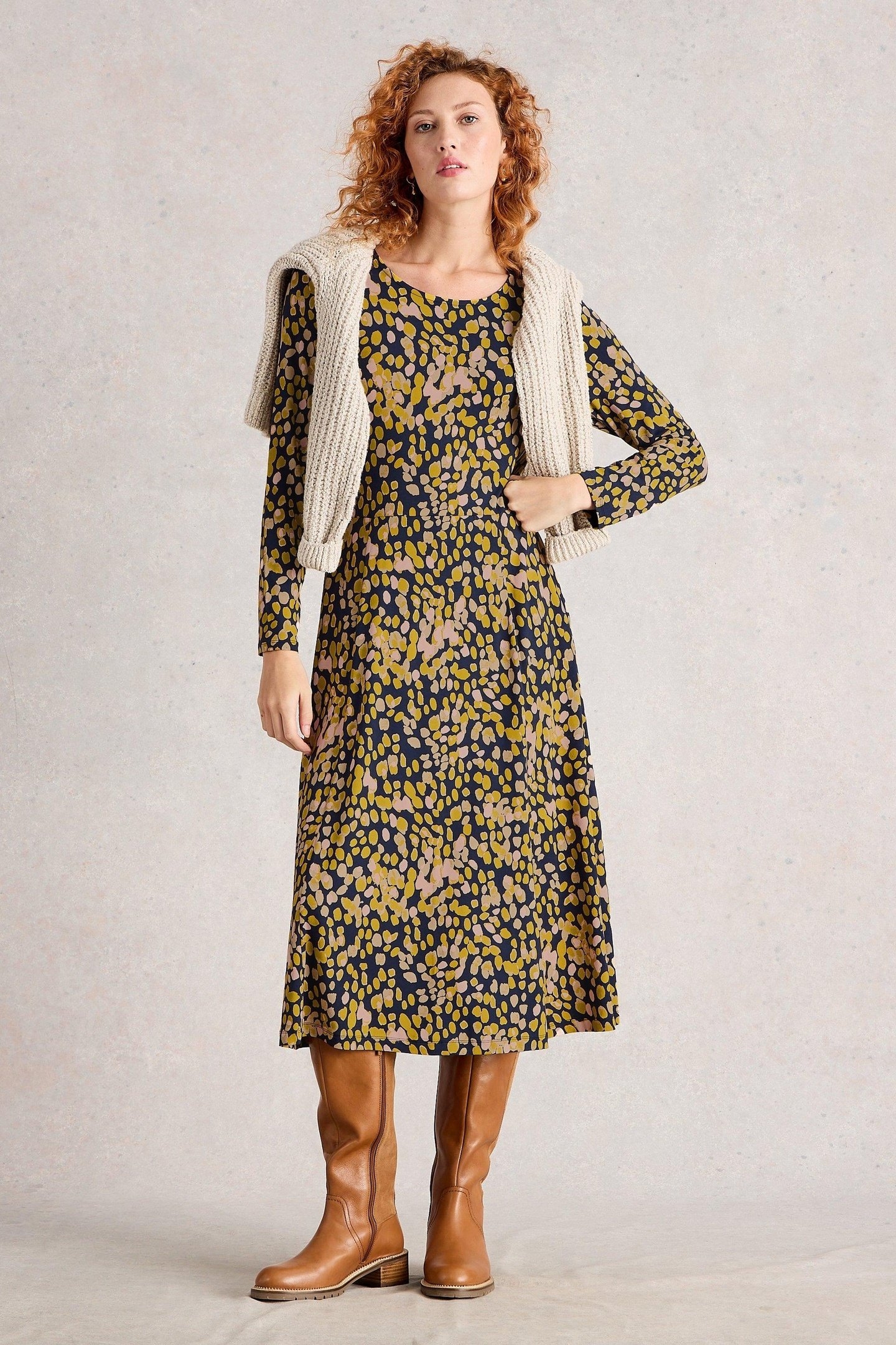 MADELINE JERSEY DRESS CHARTREUSE MULTI 1