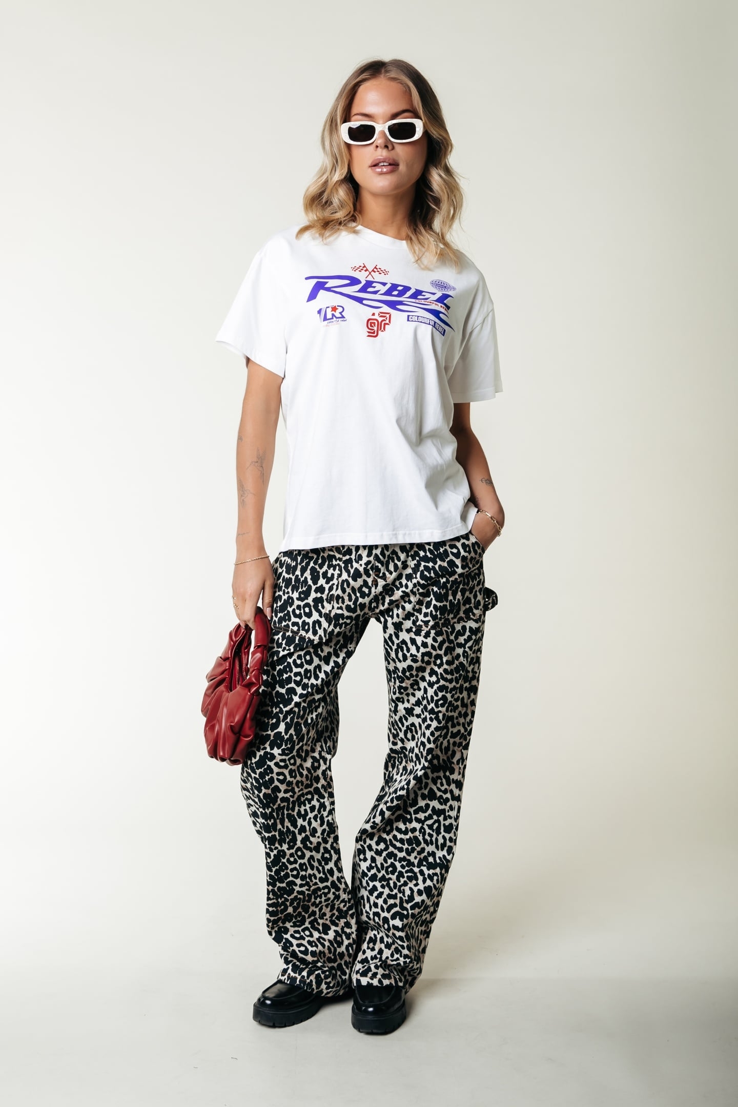 TINSLEY LEOPARD DENIM WORKER PANTS BEIGE 1