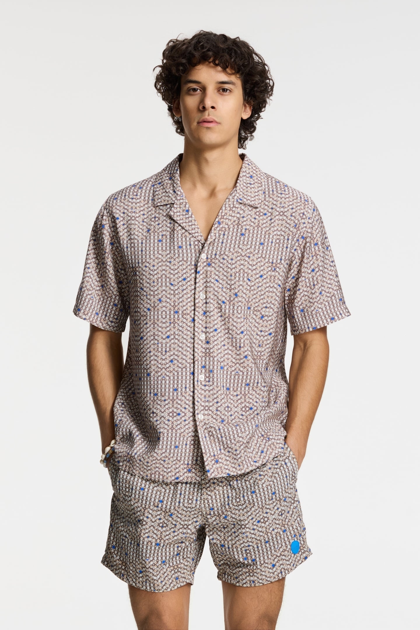 VIC SHORT SLEEVE SHIRT GEO STORM BEIGE GEO STORM 1