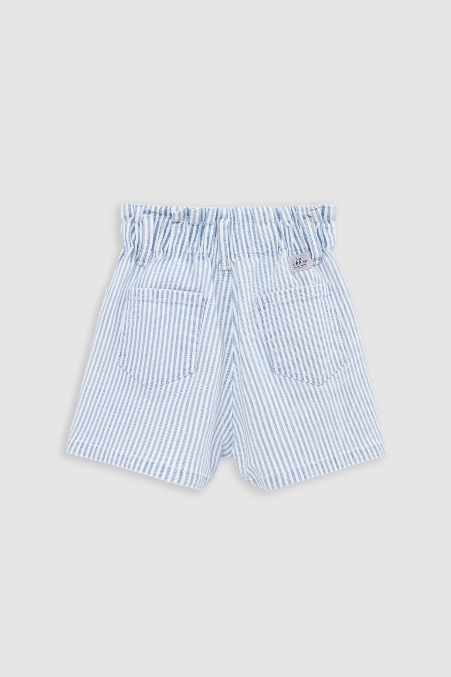 WHITE DENIM SHORTS WITH BLUE STRIPES 2