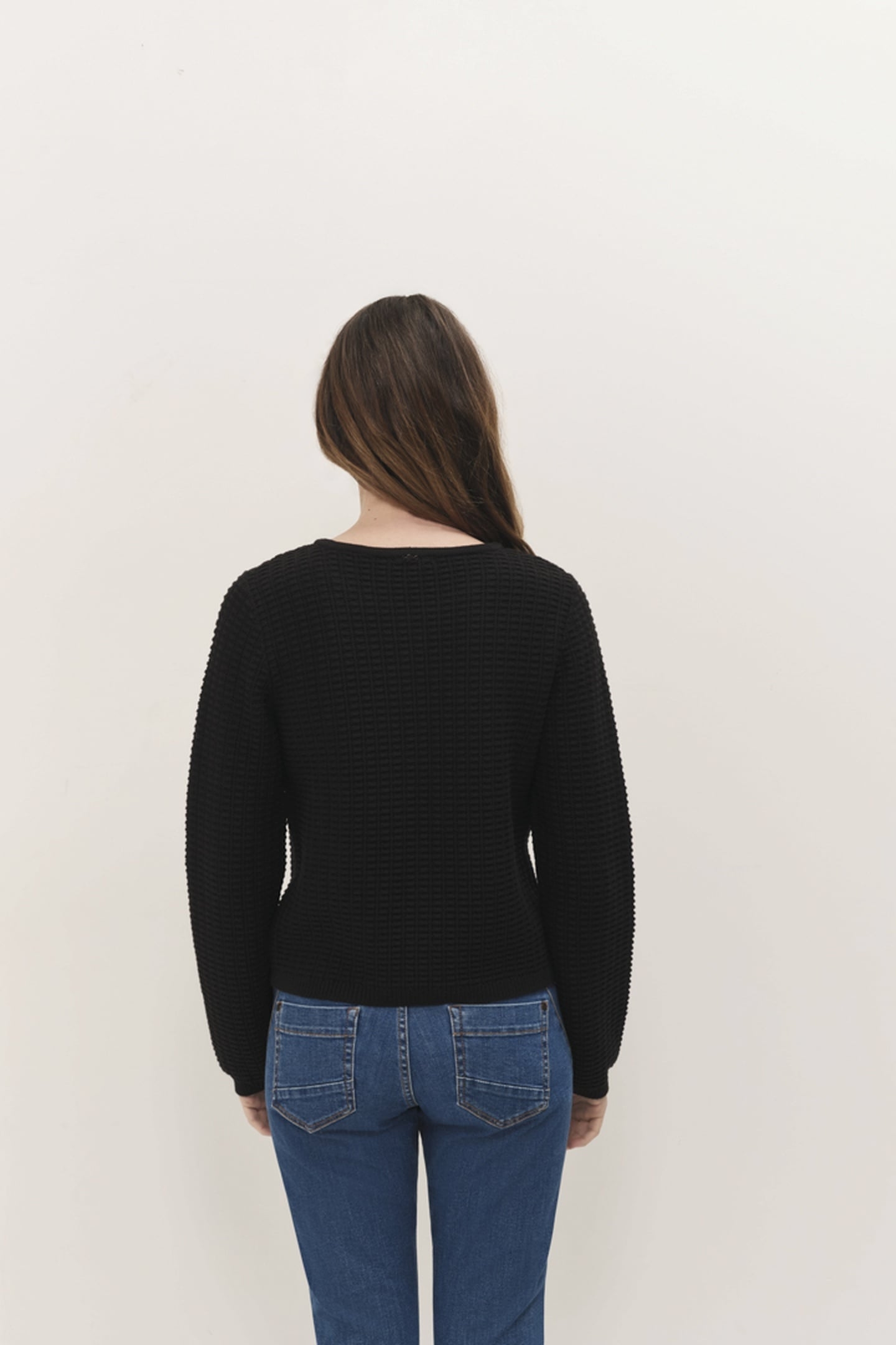 TINOS - FANCY KNIT BLACK ZIPPED CARDIGAN 3