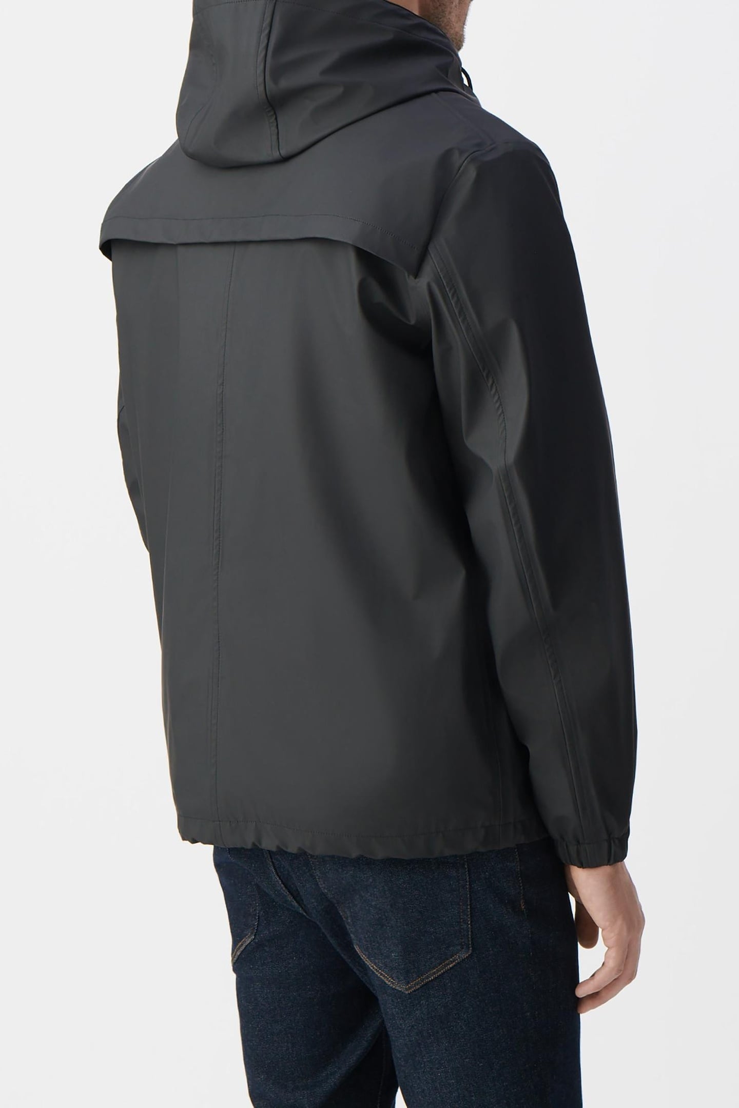 BLACK RUBBER NYLON HOODED JACKET 5