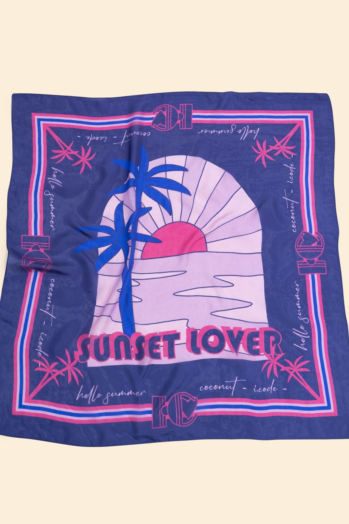 INDIGO SUNSET AND PALM TREE SCARF INDIGO 3