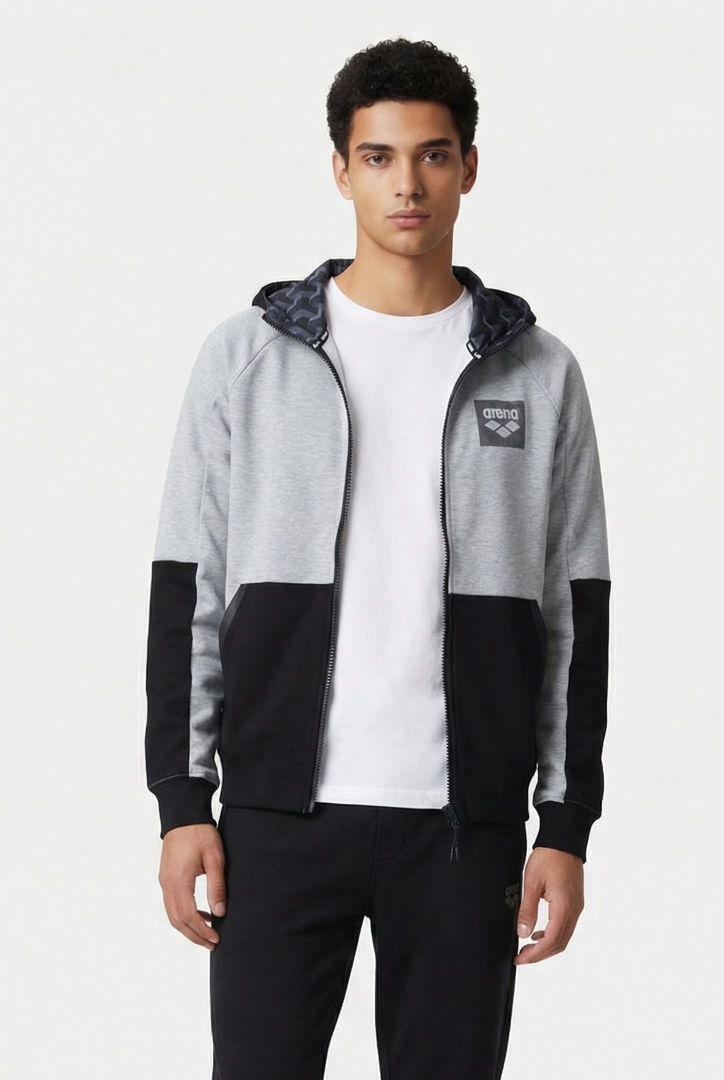 MAN HOODIE FULL ZIP LIGHT GREY MELANGE 1