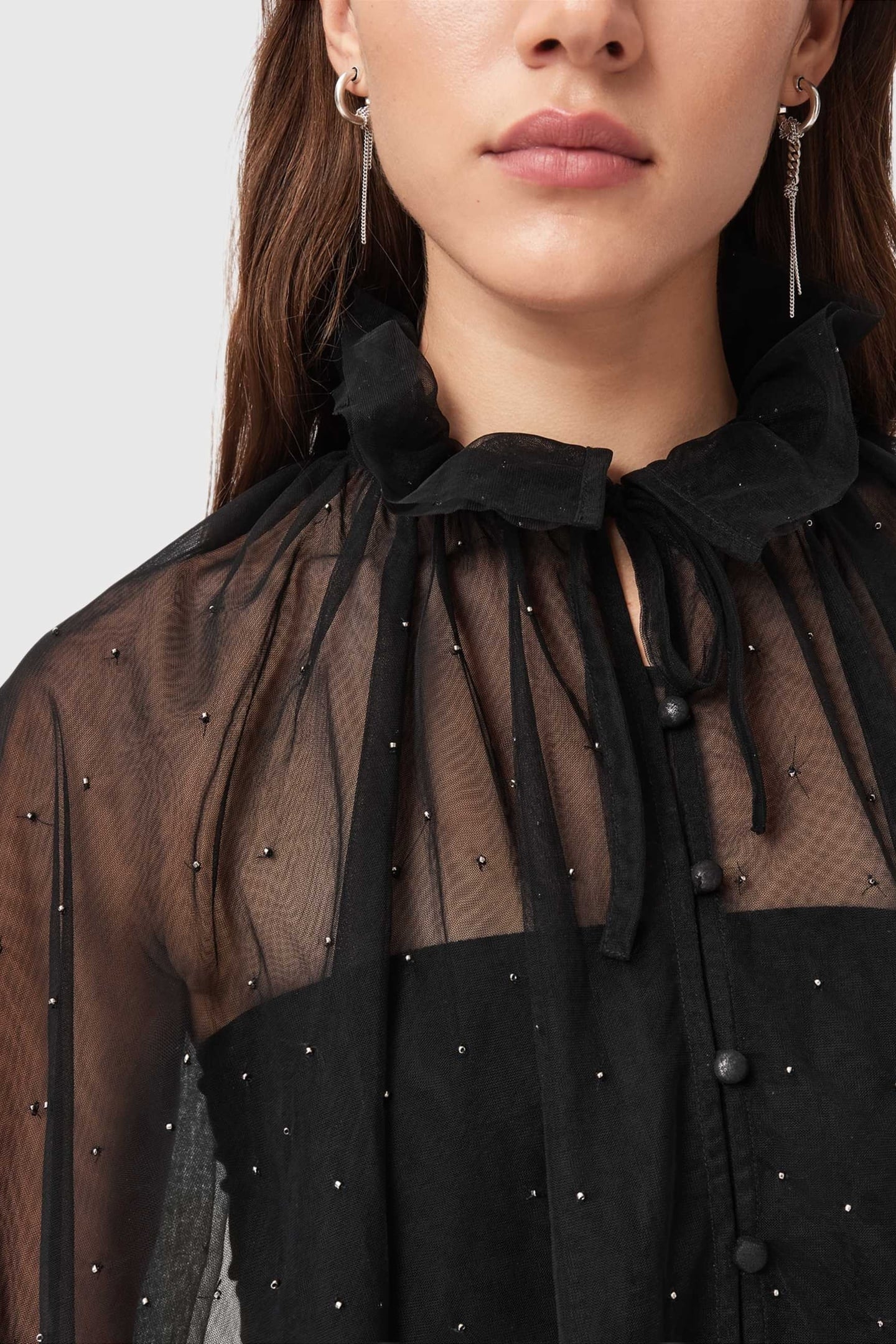 SEZ EMB TULLE CAPE BLACK 8