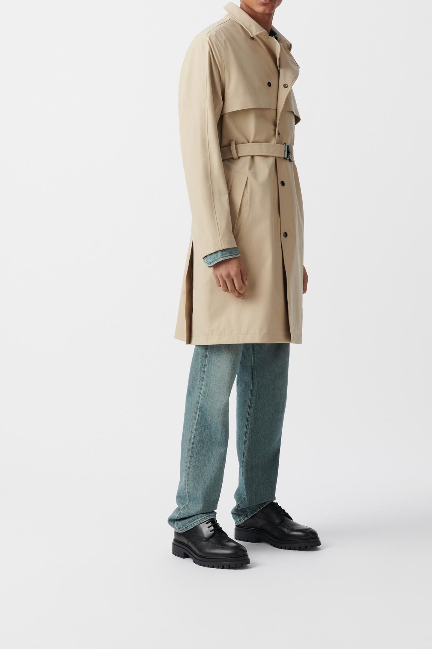 SAND NYLON WATERPROOF TRENCH COAT 3