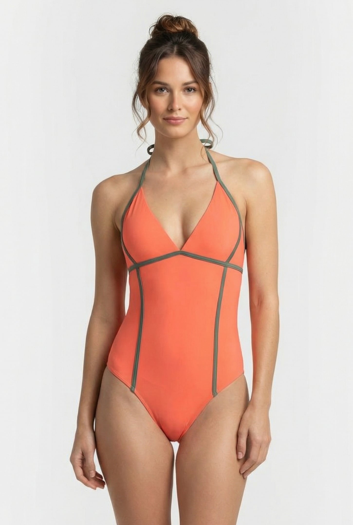 WOMEN'S ARENA PRO_FILE SWIMSUIT TIE BACK CALYPSO CORAL-SAGE 1