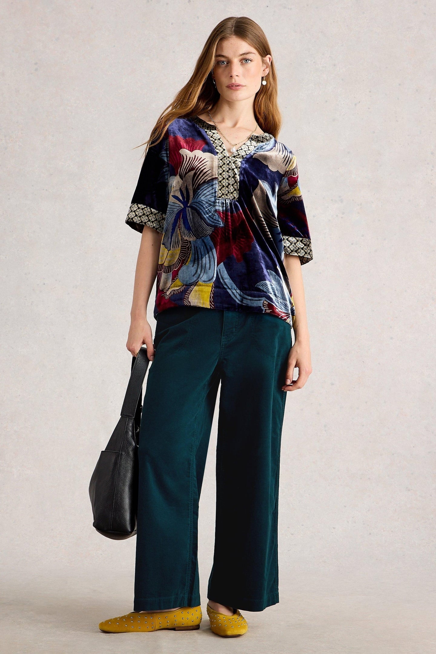 TIA VELVET WIDE LEG CROP DARK TEAL 1