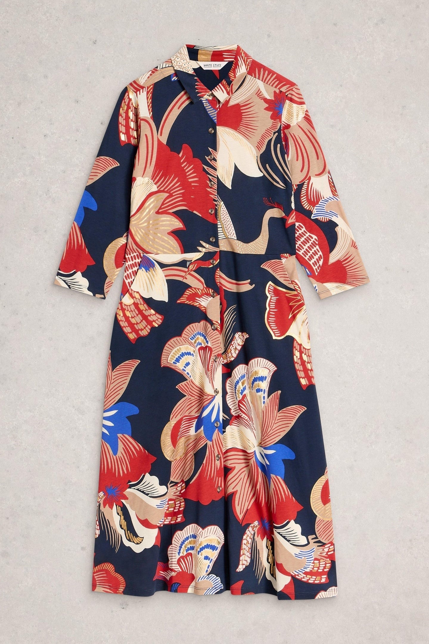 RUA JERSEY SHIRT DRESS RED MULTI 3