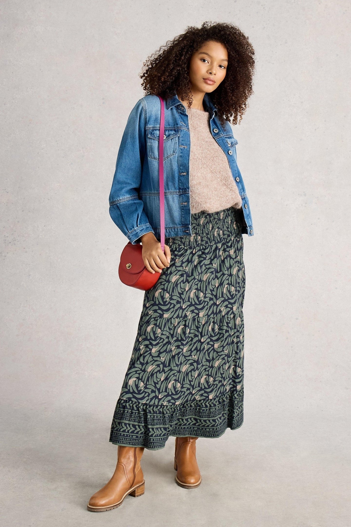 MARISSA JERSEY MAXI SKIRT NAVY MULTI 2