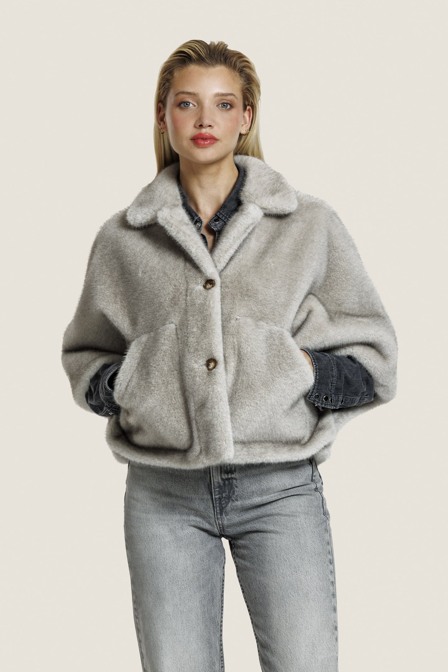 LENA FUR JACKET CLAY 1
