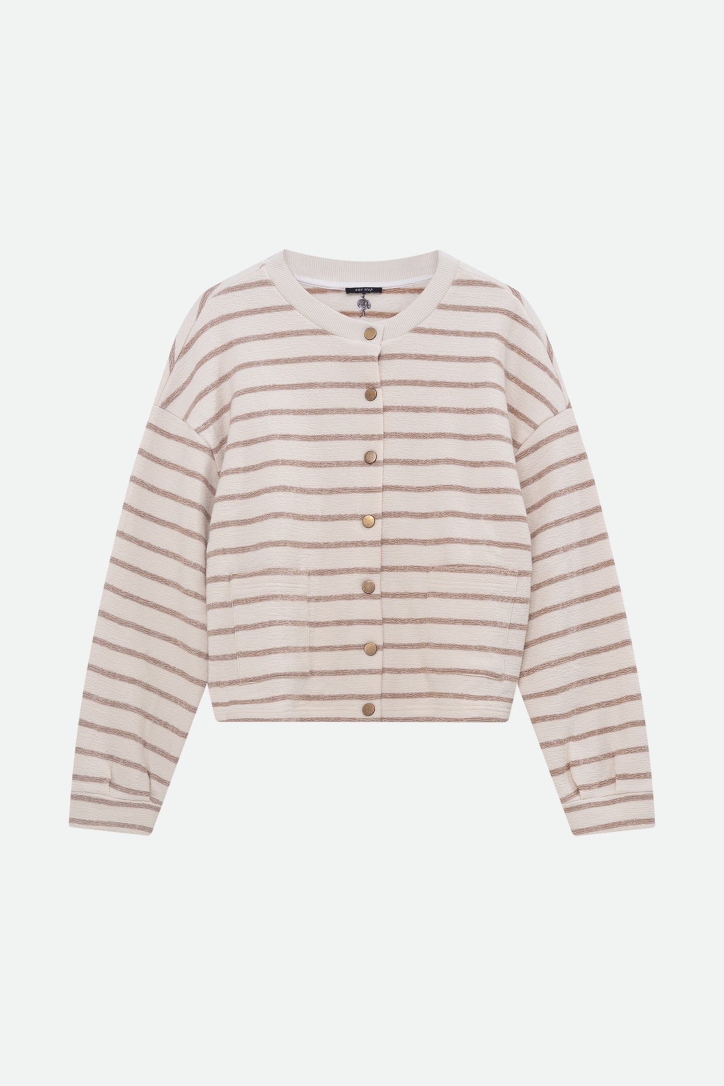 MANNY - ECRU BEIGE STRIPED CARDIGAN 5