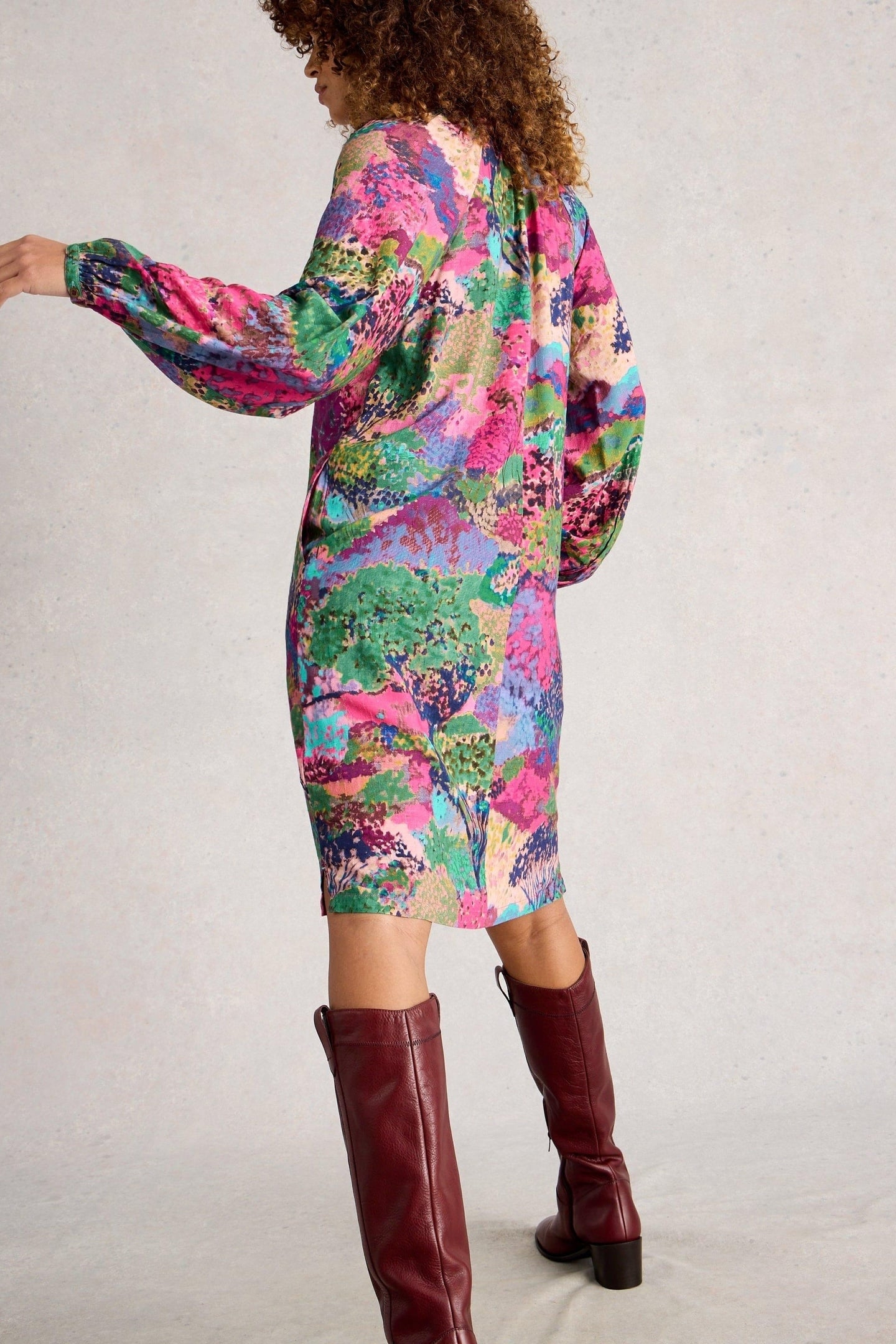 CERYS COCOON DRESS PINK MULTI 2