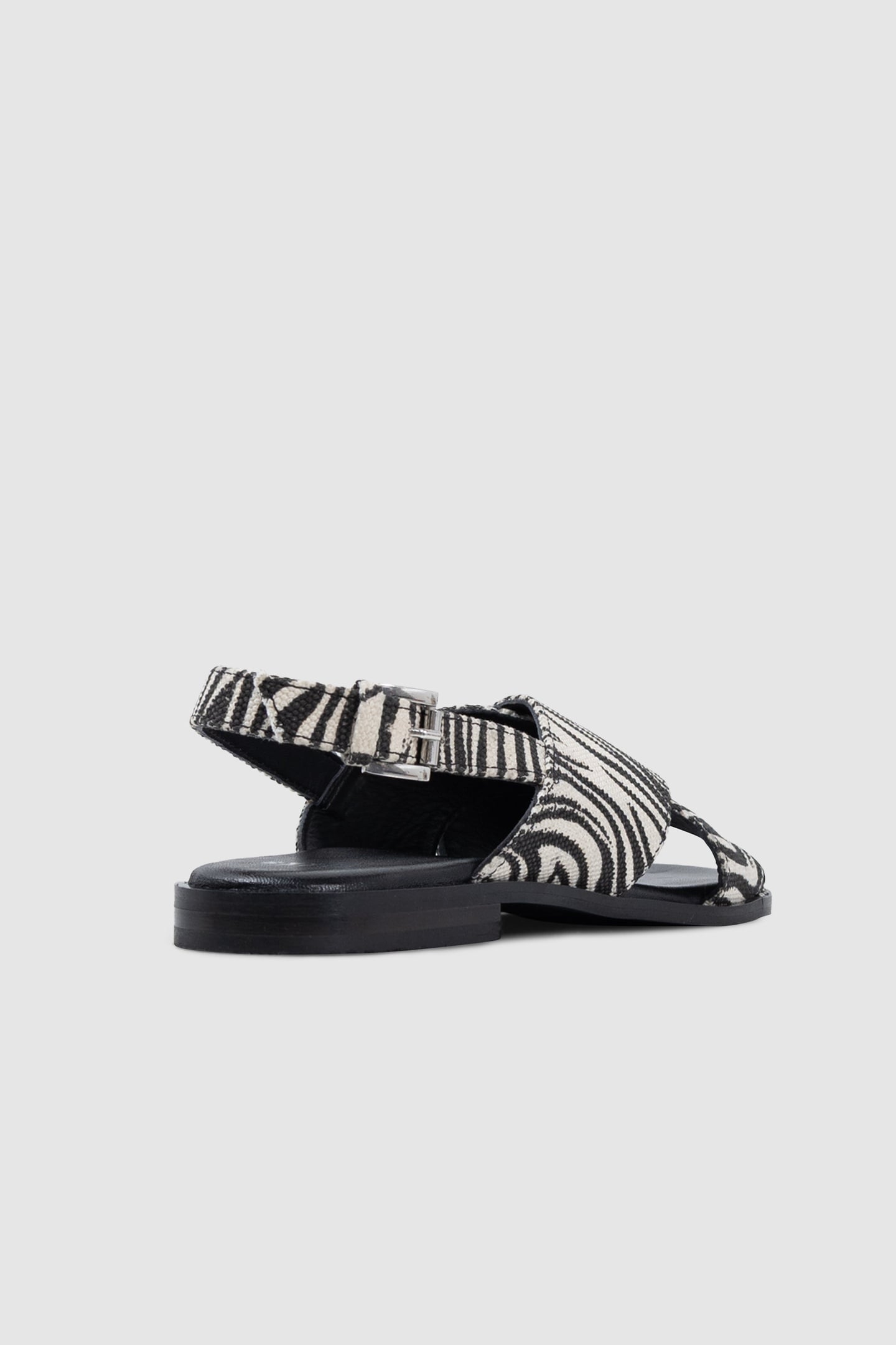 ECRU CANVAS ZEBRA PRINT FLAT SANDALS 3