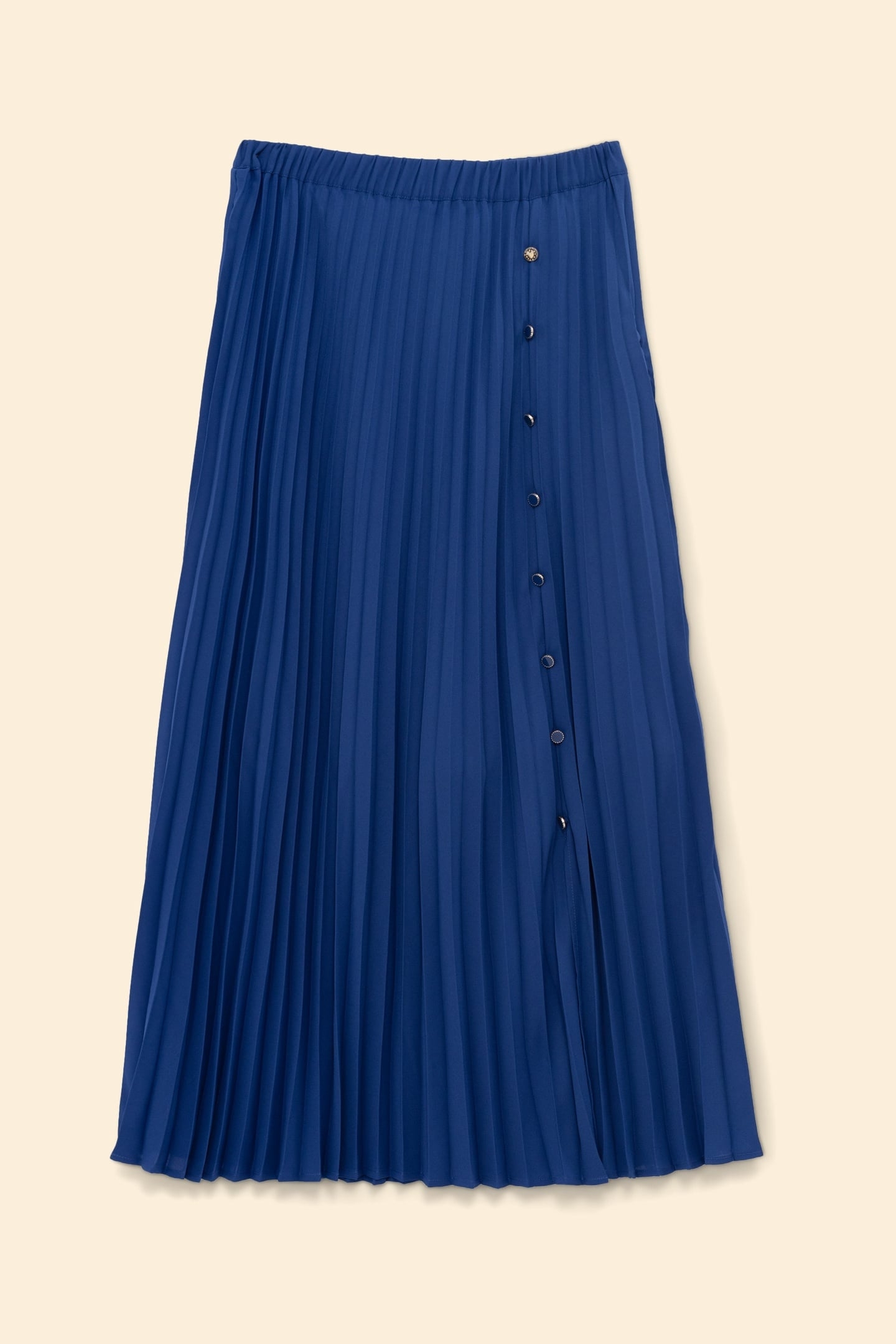 BLUE PLEATED LONG SKIRT WITH SIDE BUTTONS SAPPHIRE BLUE 5