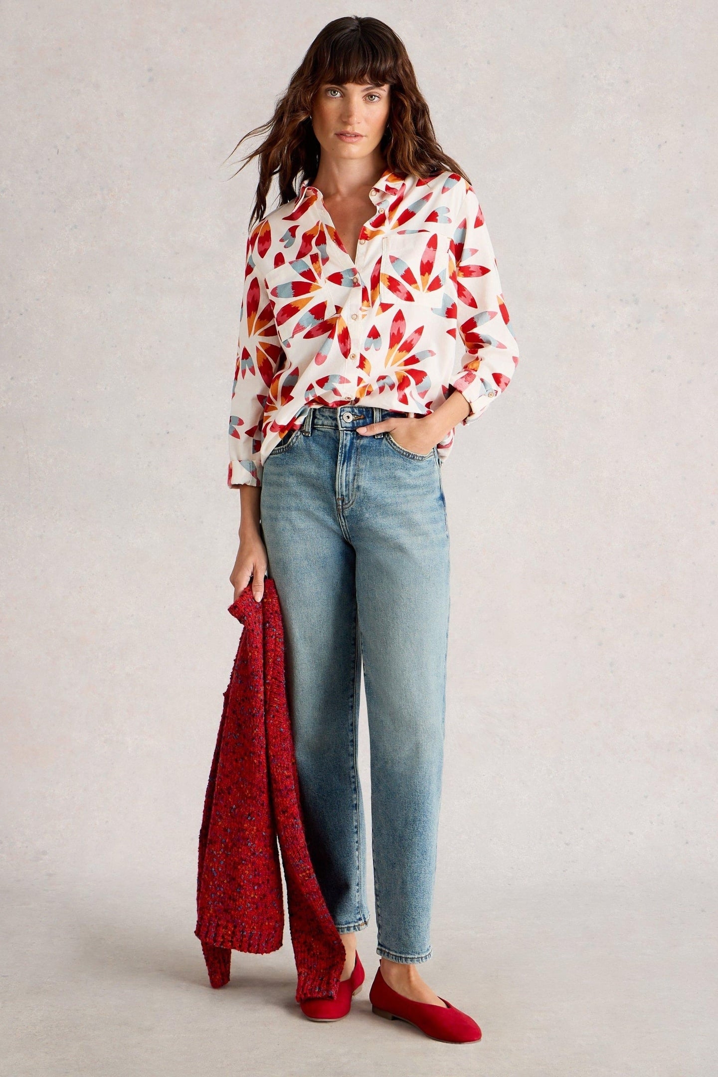 SOPHIE ORGANIC COTTON SHIRT IVORY PRINT 1