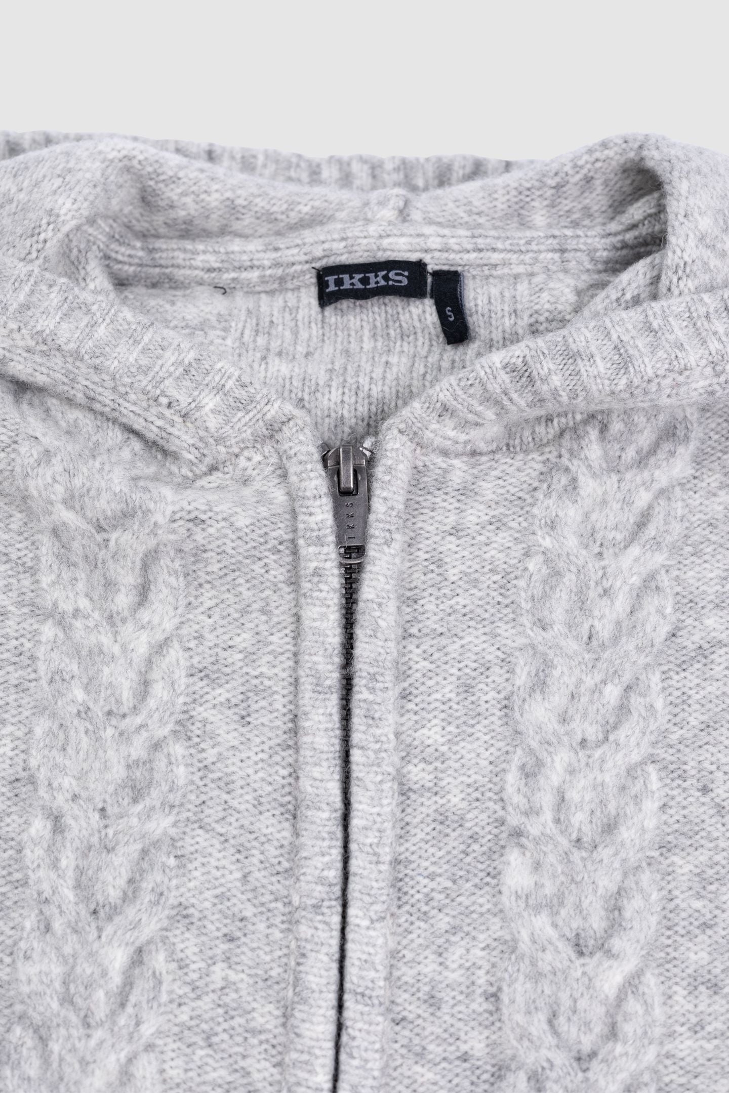 GIRL'S GREY ZIP-UP CABLE-KNIT CARDIGAN 4