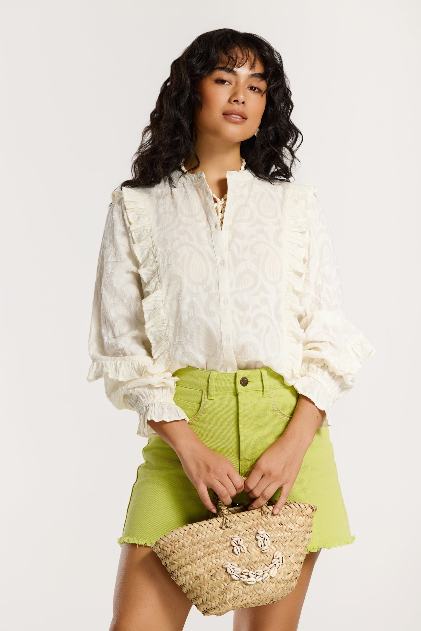 ELIZA BLOUSE ORNAMENTAL JACQUARD WHITE ORNAMENTAL JACQUARD 3