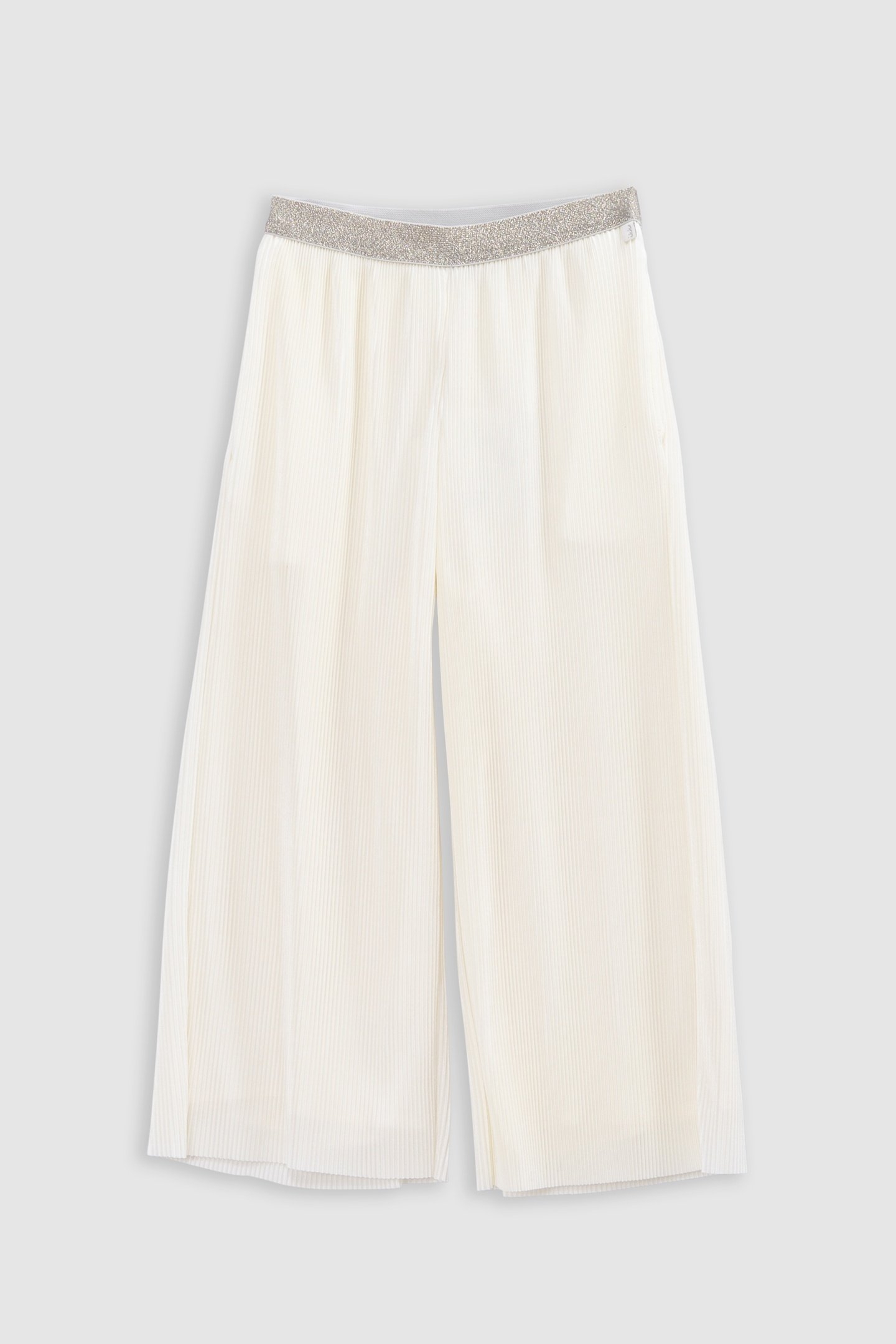 ECRU WIDE-LEG PANTS WITH SEQUINED PLEATS 1