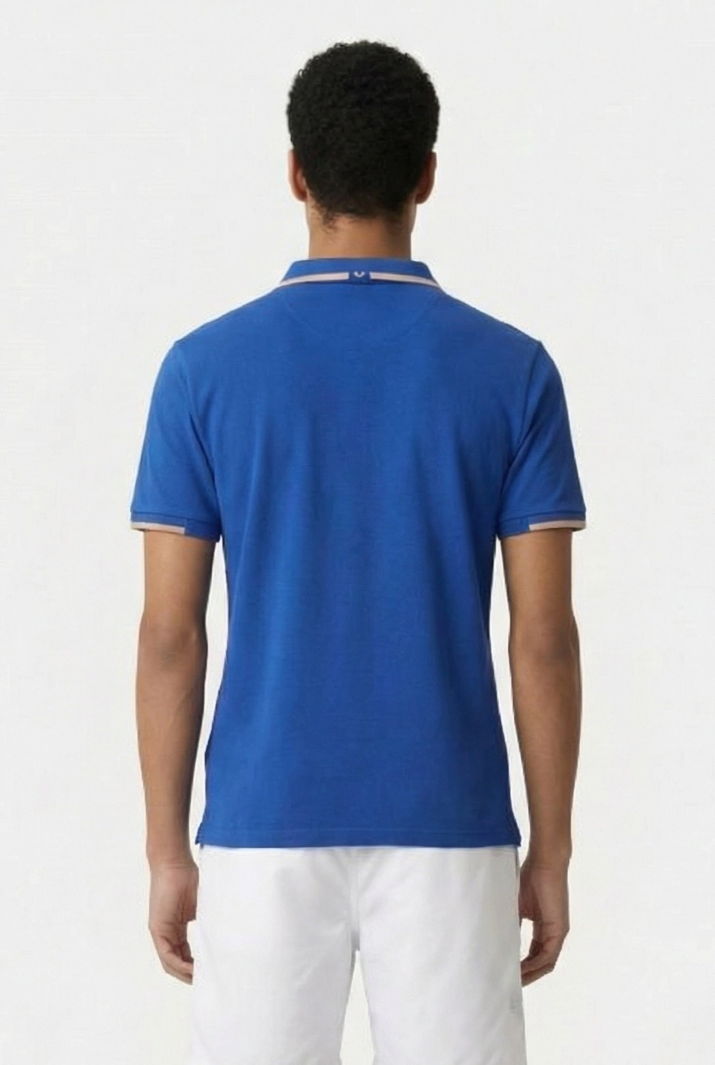 MEN'S POLOSHIRT ARENA TRIM COTTON PIQUET ROYAL-SALMON PINK 2