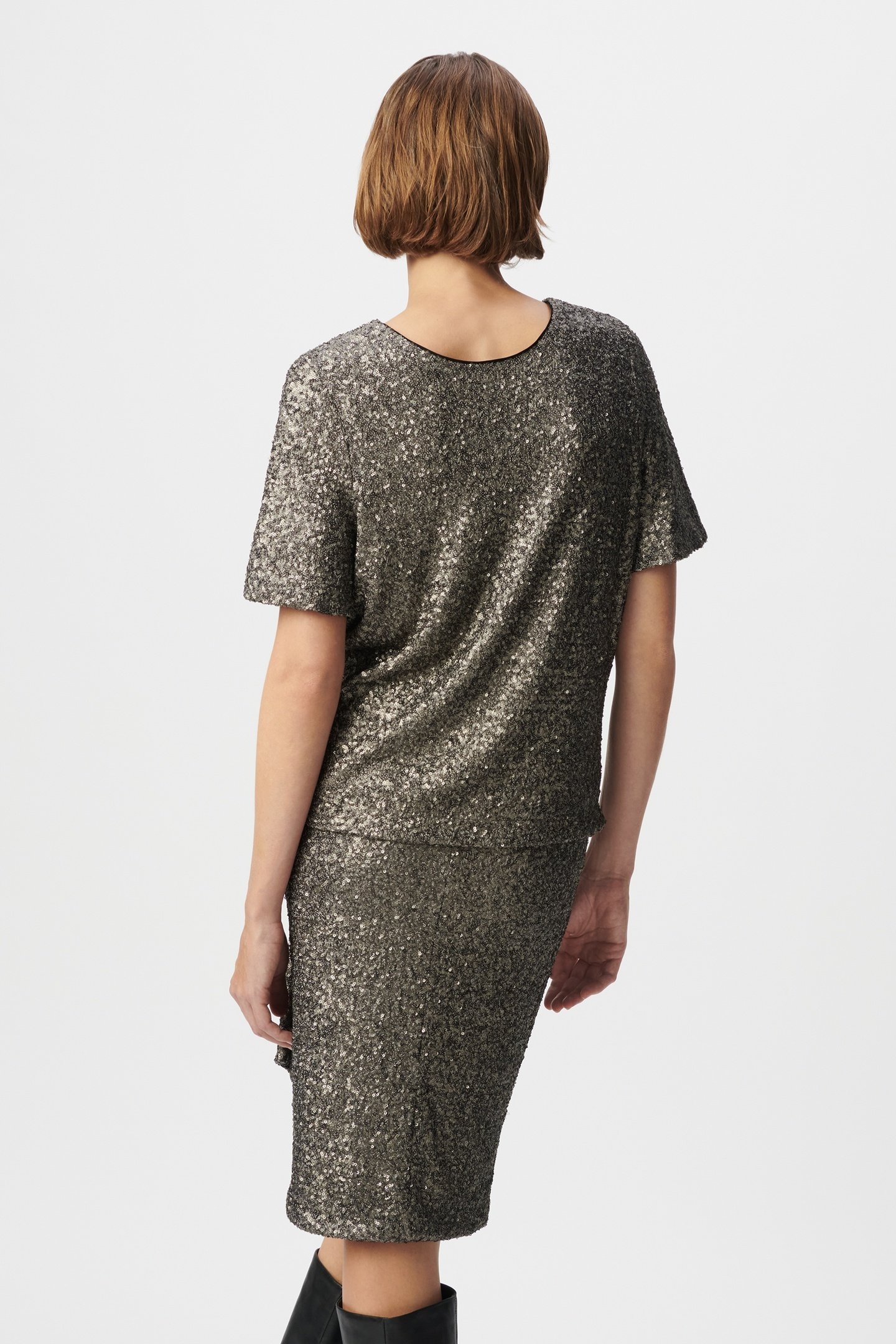 GREY TOP EMBROIDERED WITH METALLIC SEQUINS 4