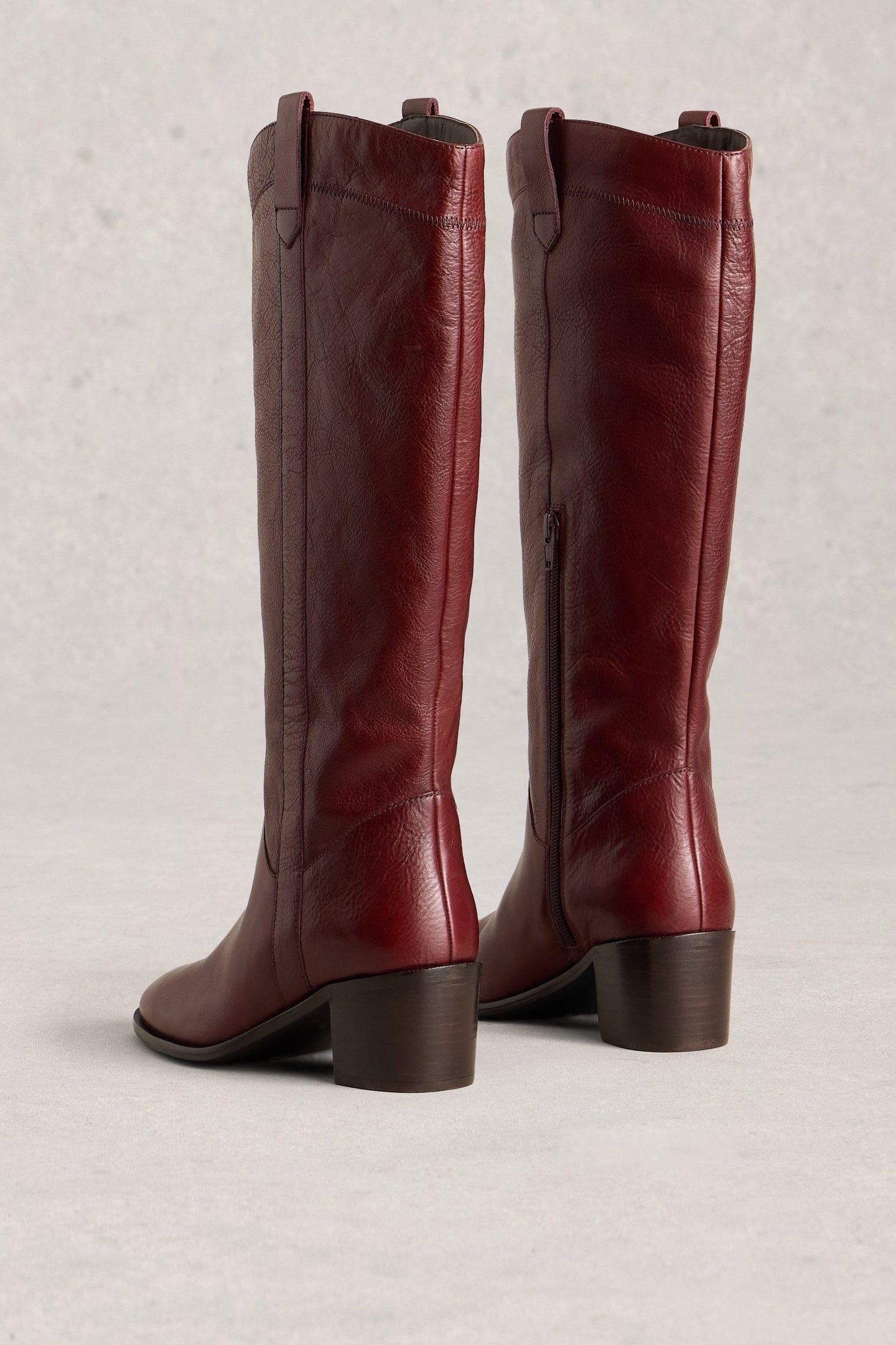 IZZY LEATHER KNEE HIGH BOOT DARK RED 2